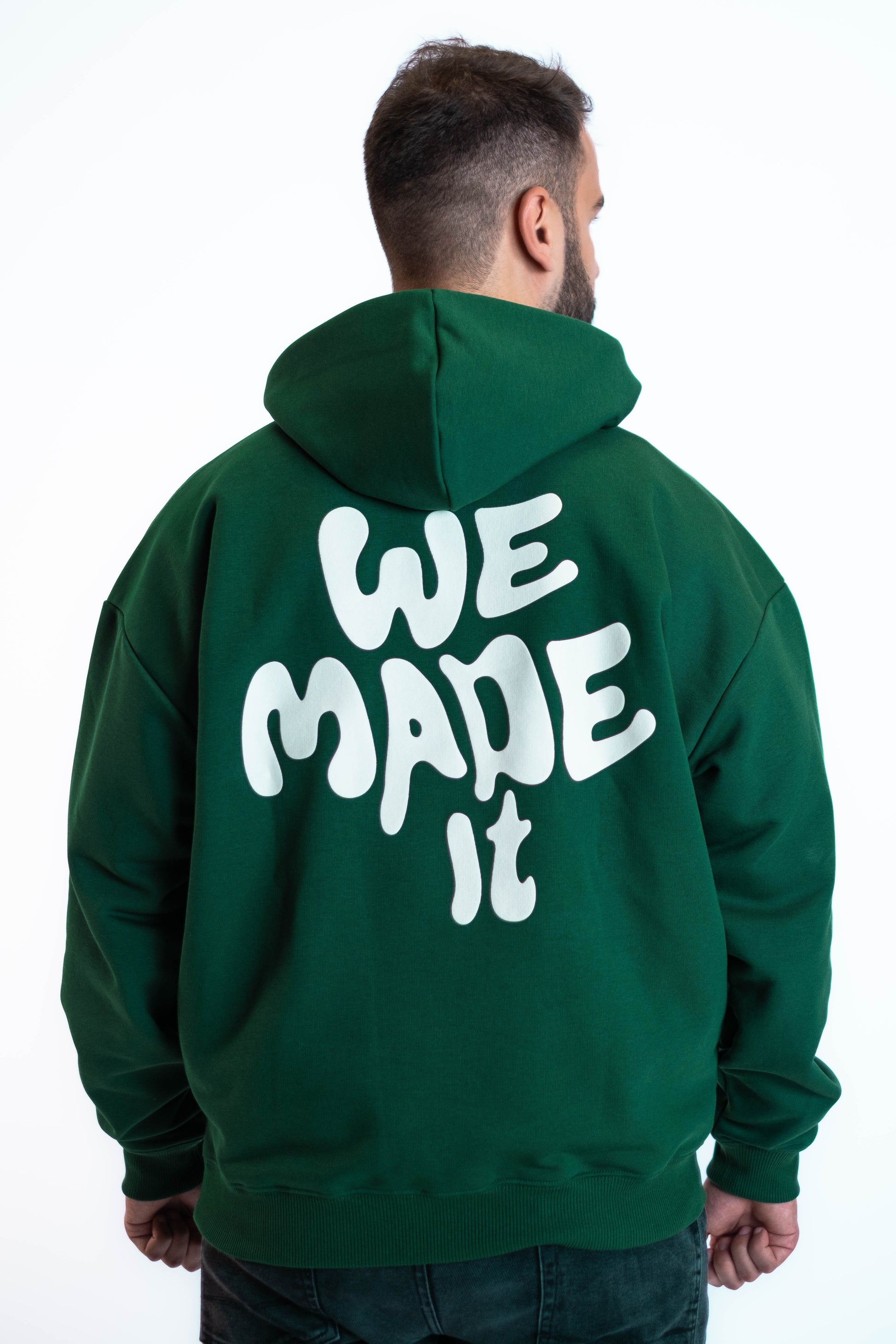 Oversized Hoodie „We made it“ - Dunkelgrün-18