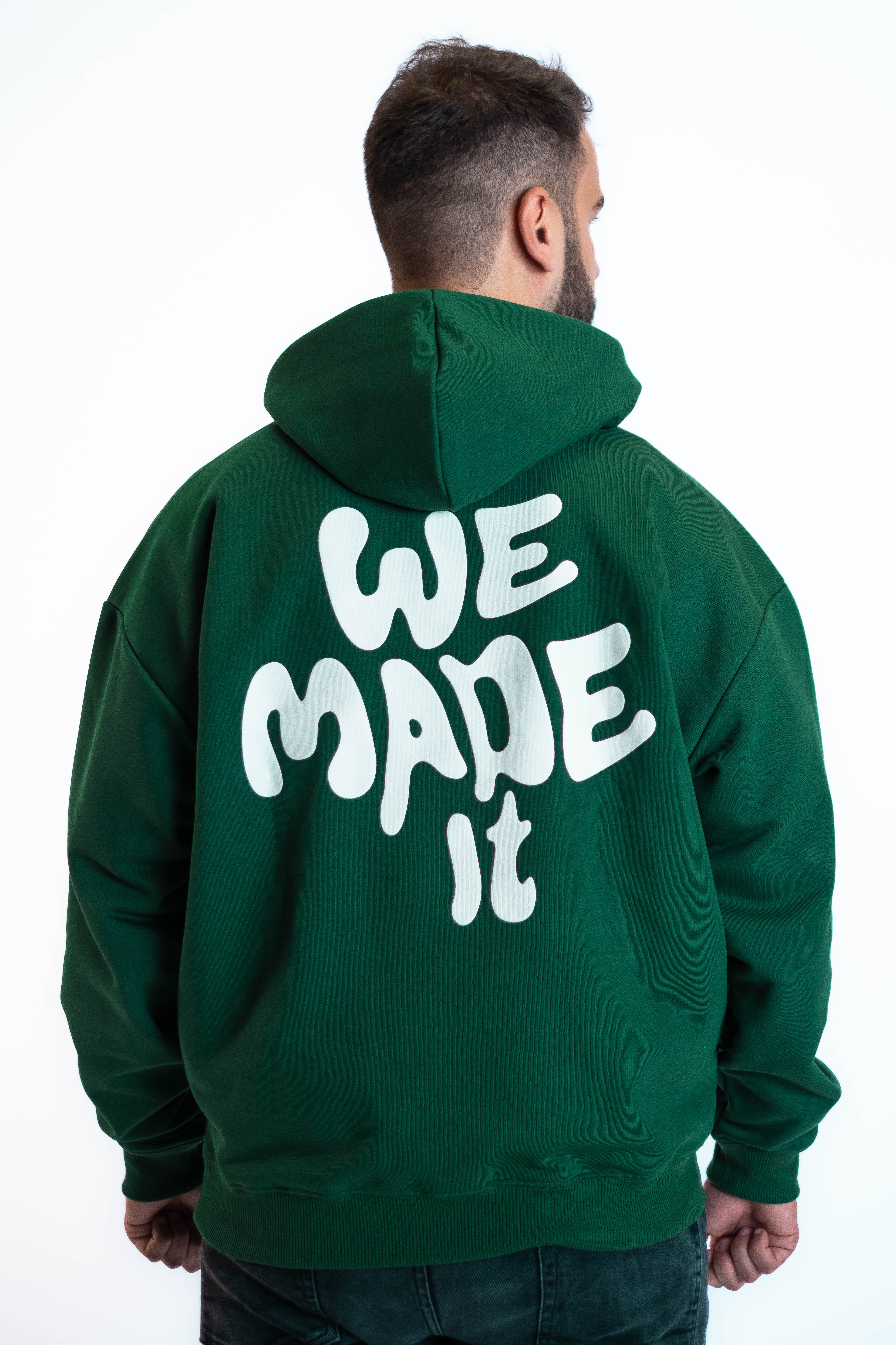 Oversized Hoodie „We made it“ - Dunkelgrün-zoom-18