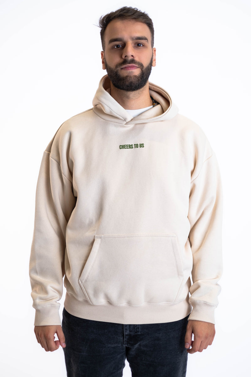 Oversized Hoodie „Finally Free“ - Beige-zoom-