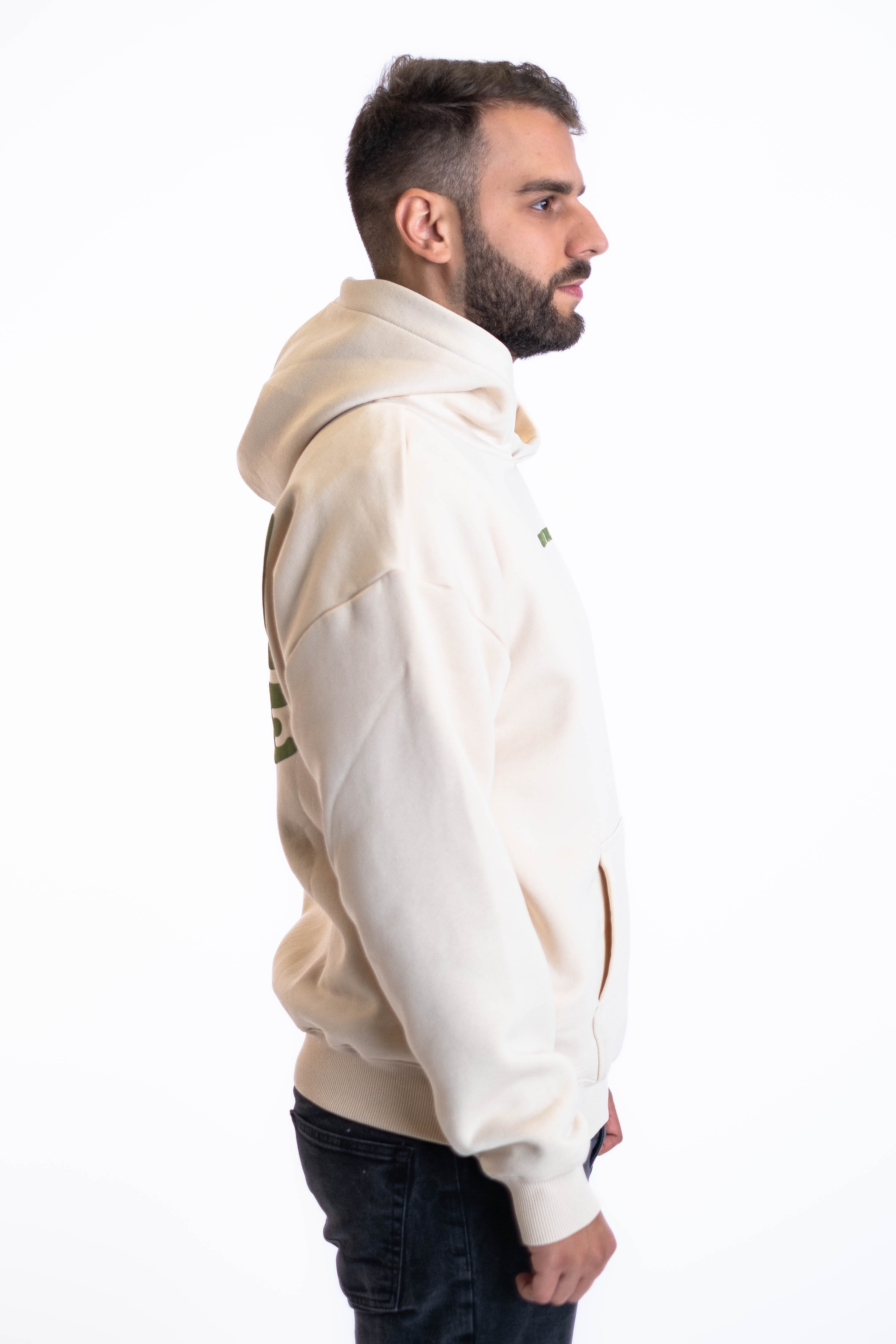 Oversized Hoodie „Finally Free“ - Beige-zoom-6