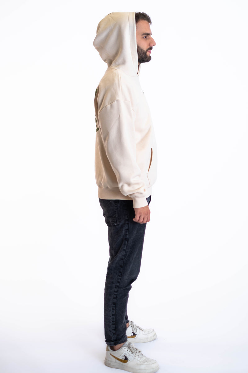 Oversized Hoodie „Finally Free“ - Beige-zoom-