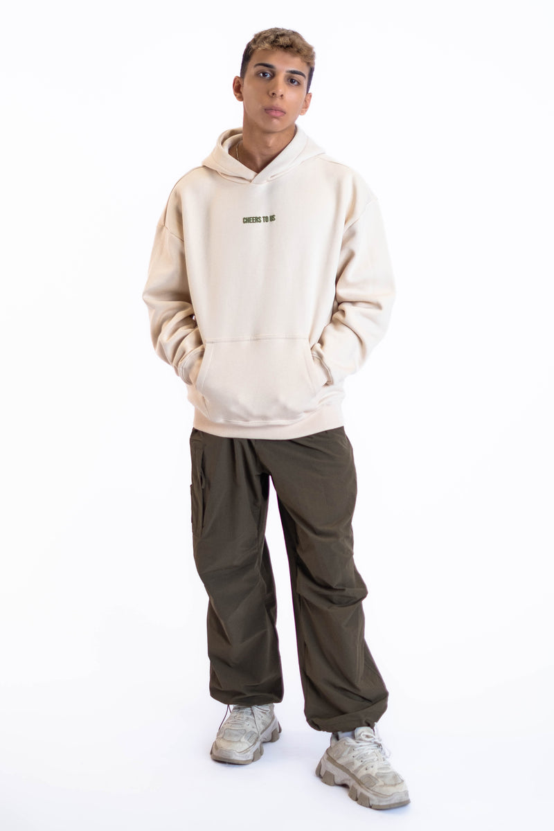 Oversized Hoodie „Finally Free“ - Beige-zoom-