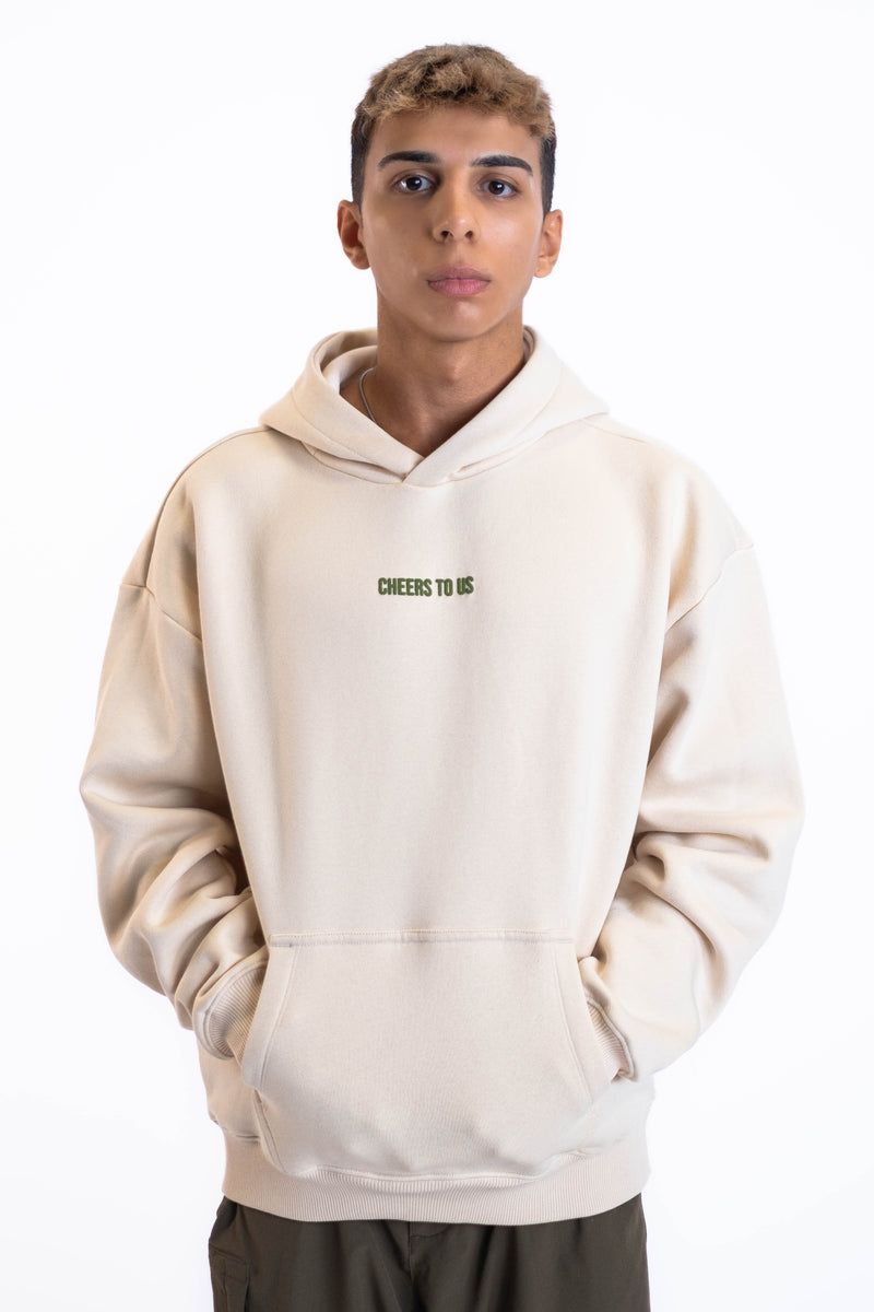 Oversized Hoodie „Finally Free“ - Beige-zoom-