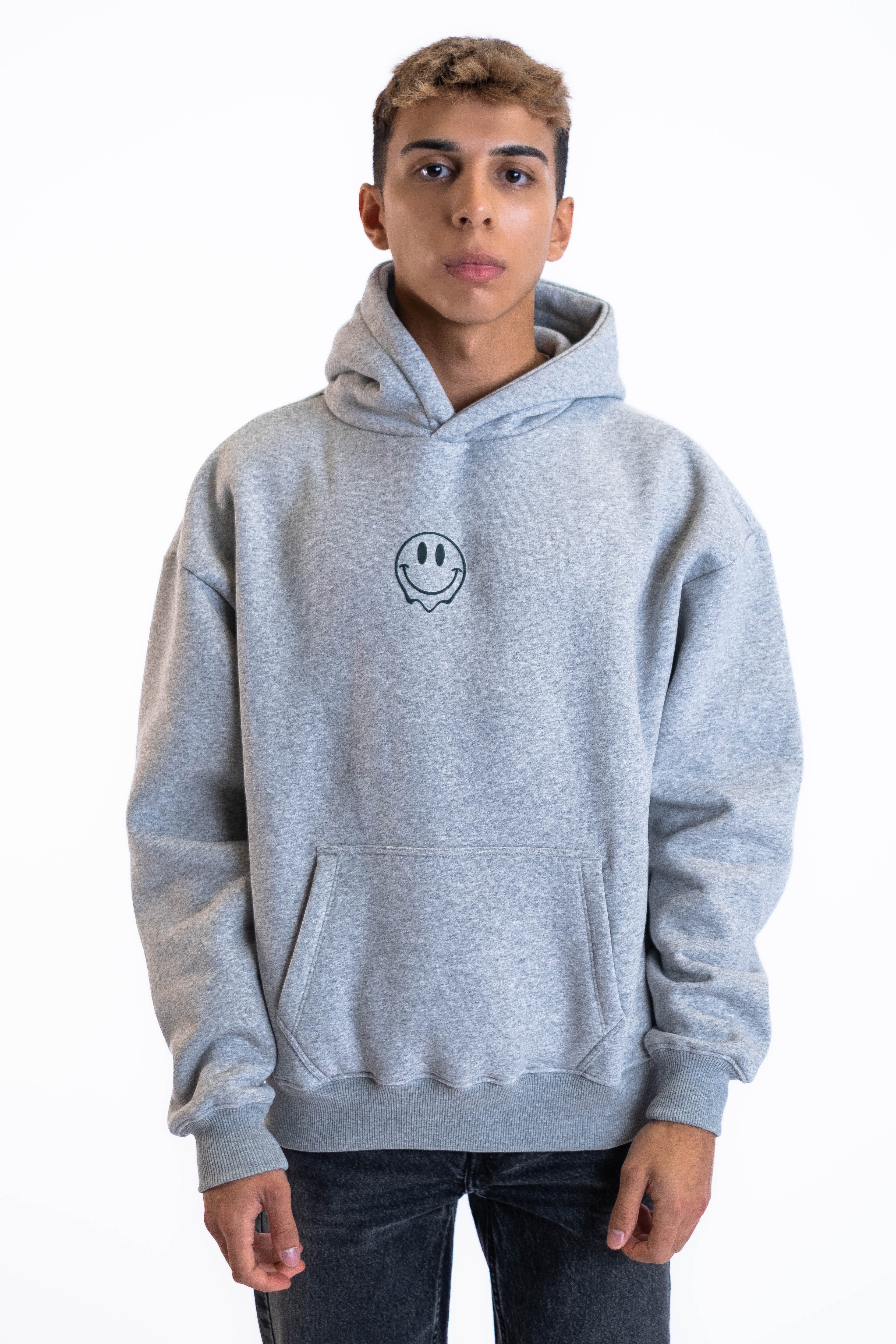 Oversized Hoodie „Smile“ - Hellgrau-zoom-2