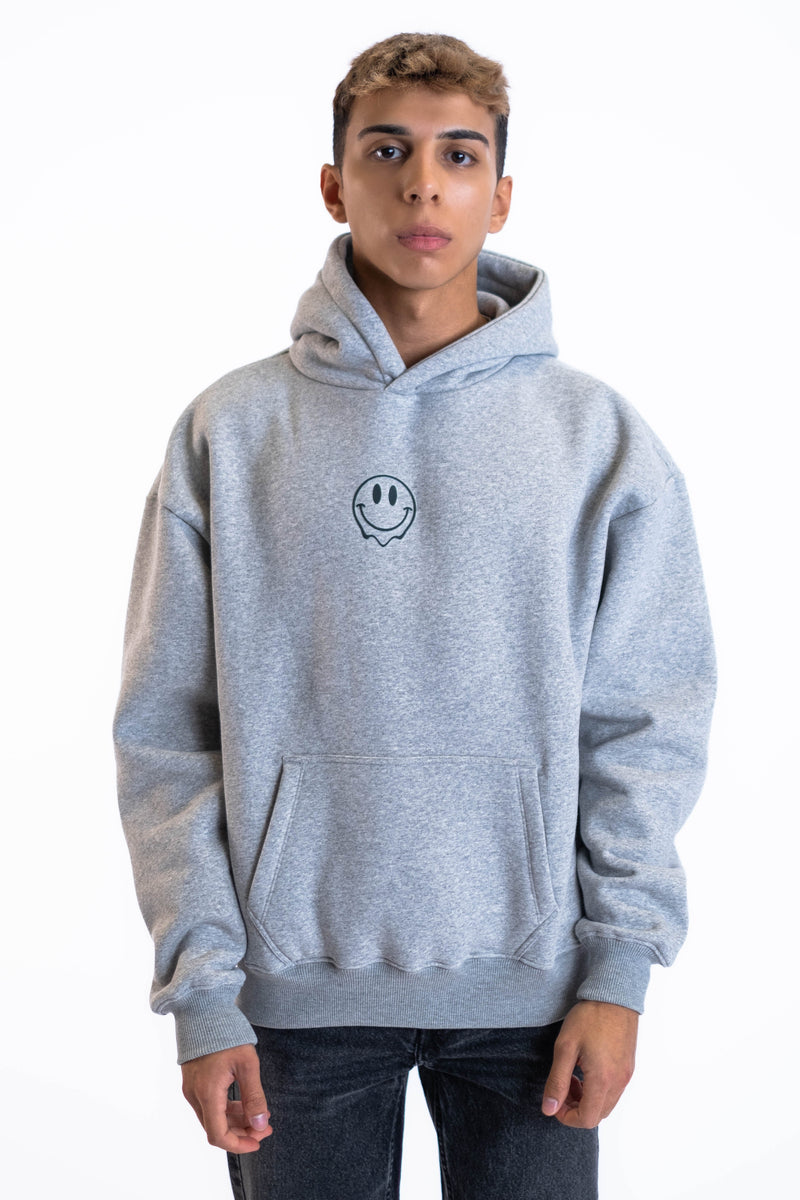 Oversized Hoodie „Smile“ - Hellgrau-zoom-