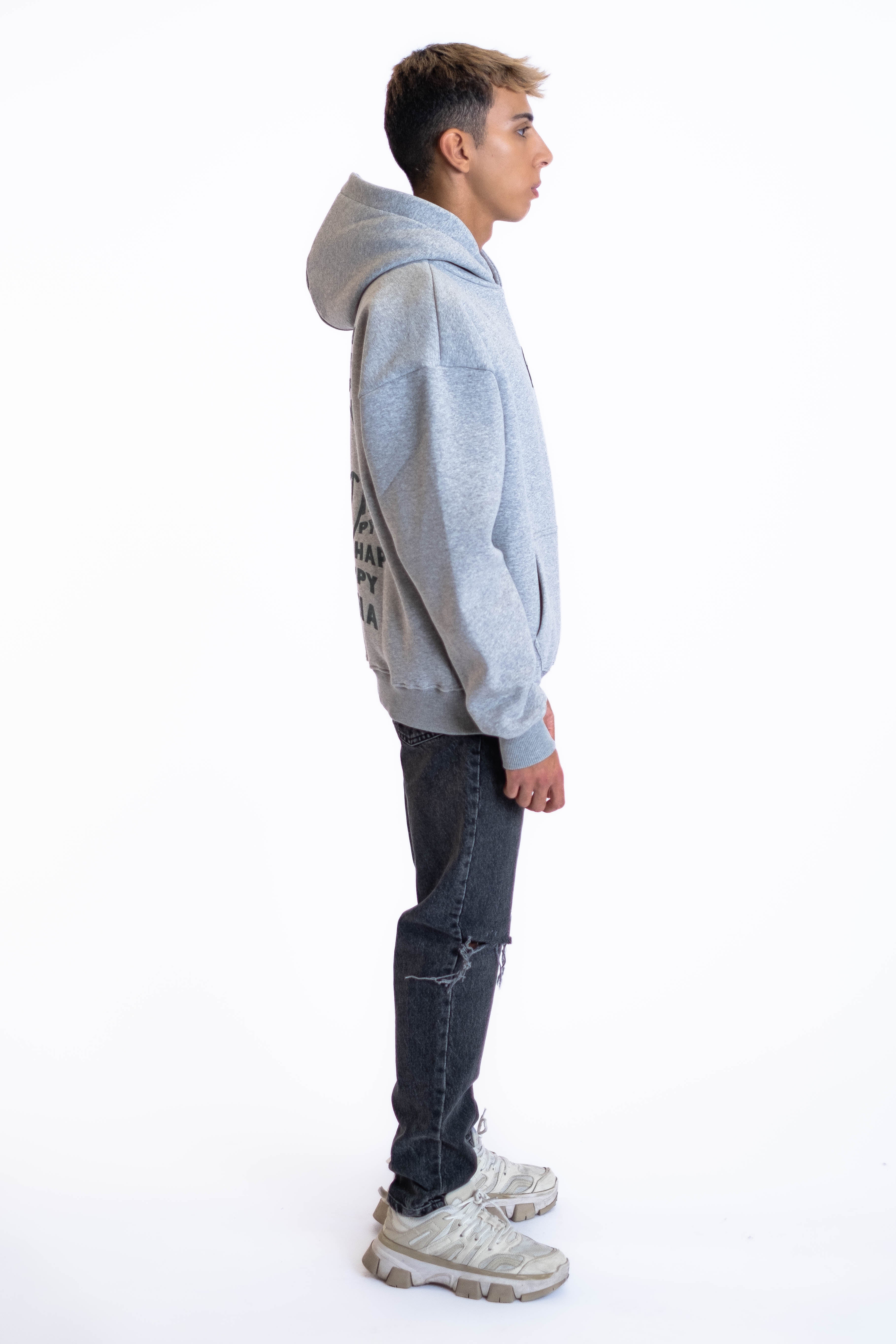 Oversized Hoodie „Smile“ - Hellgrau-zoom-4