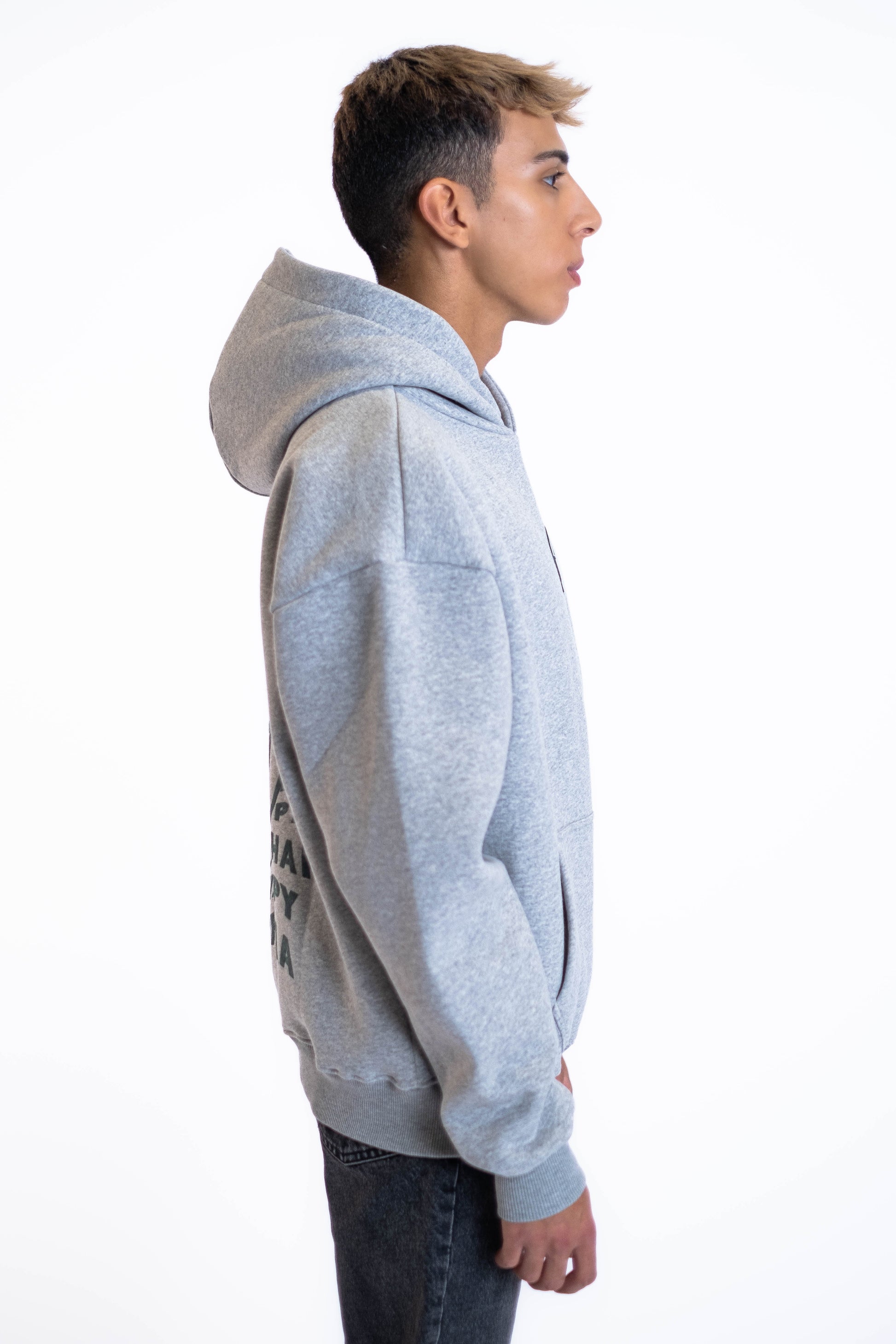 Oversized Hoodie „Smile“ - Hellgrau-5