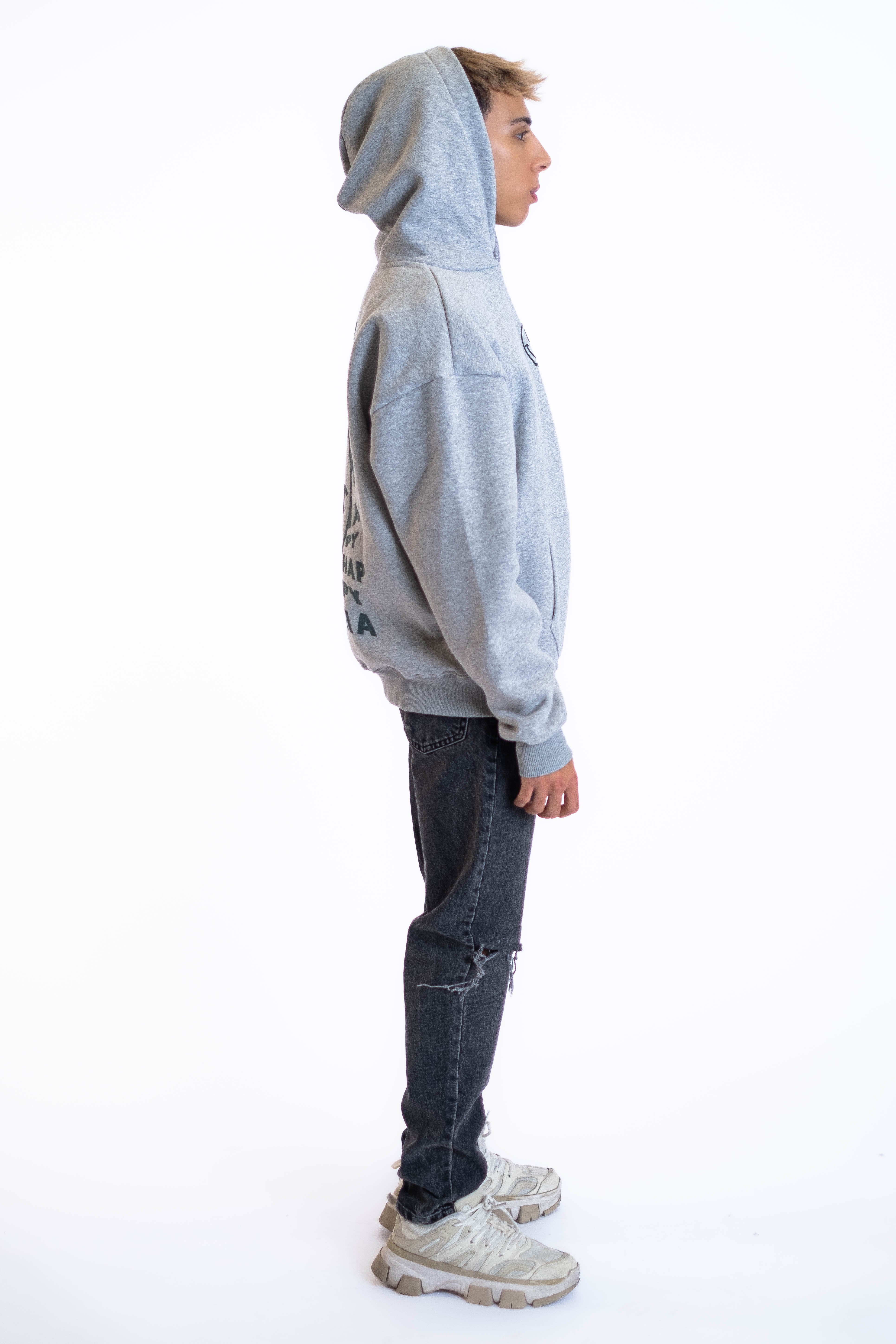 Oversized Hoodie „Smile“ - Hellgrau-zoom-6