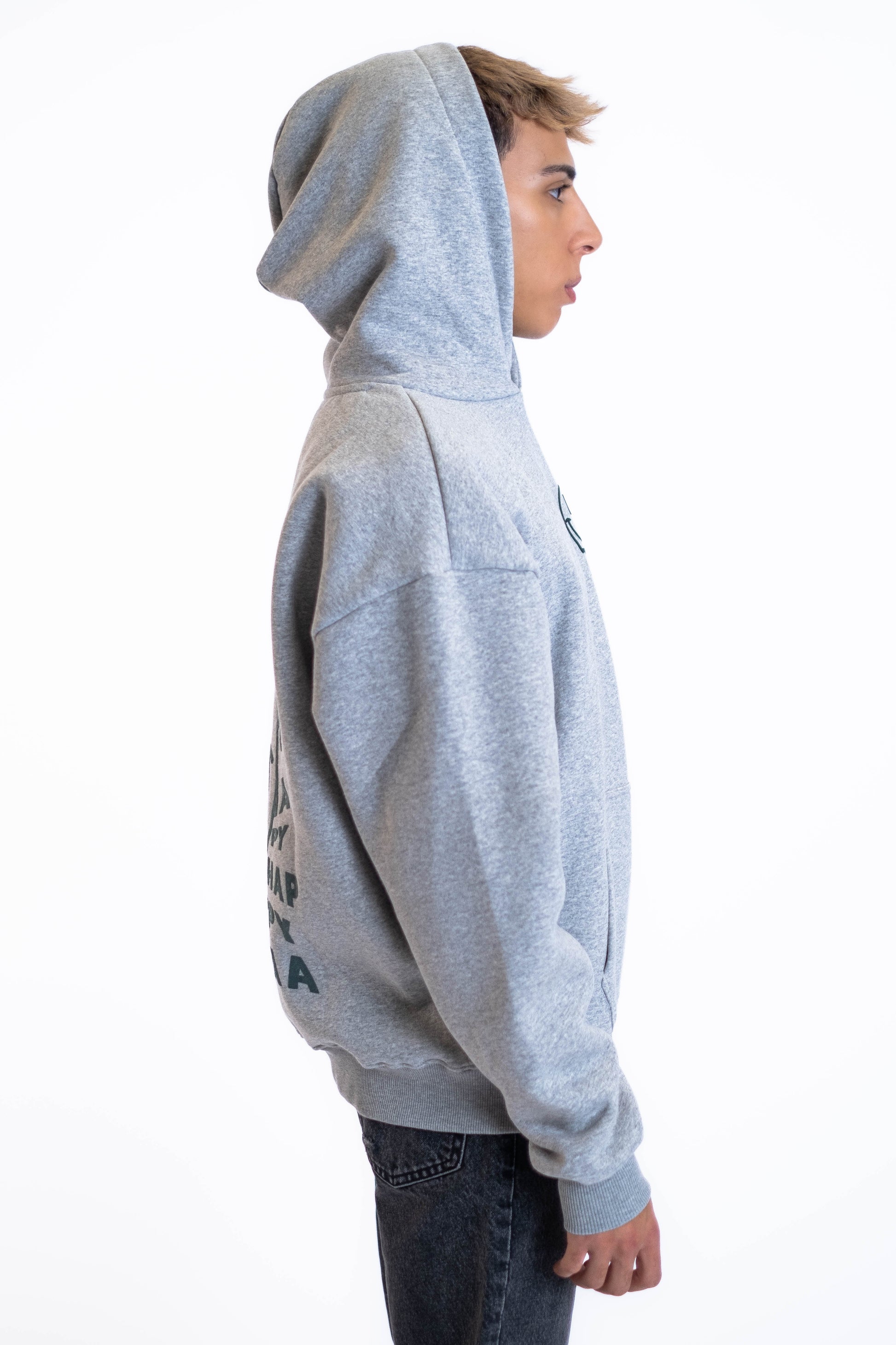 Oversized Hoodie „Smile“ - Hellgrau-7
