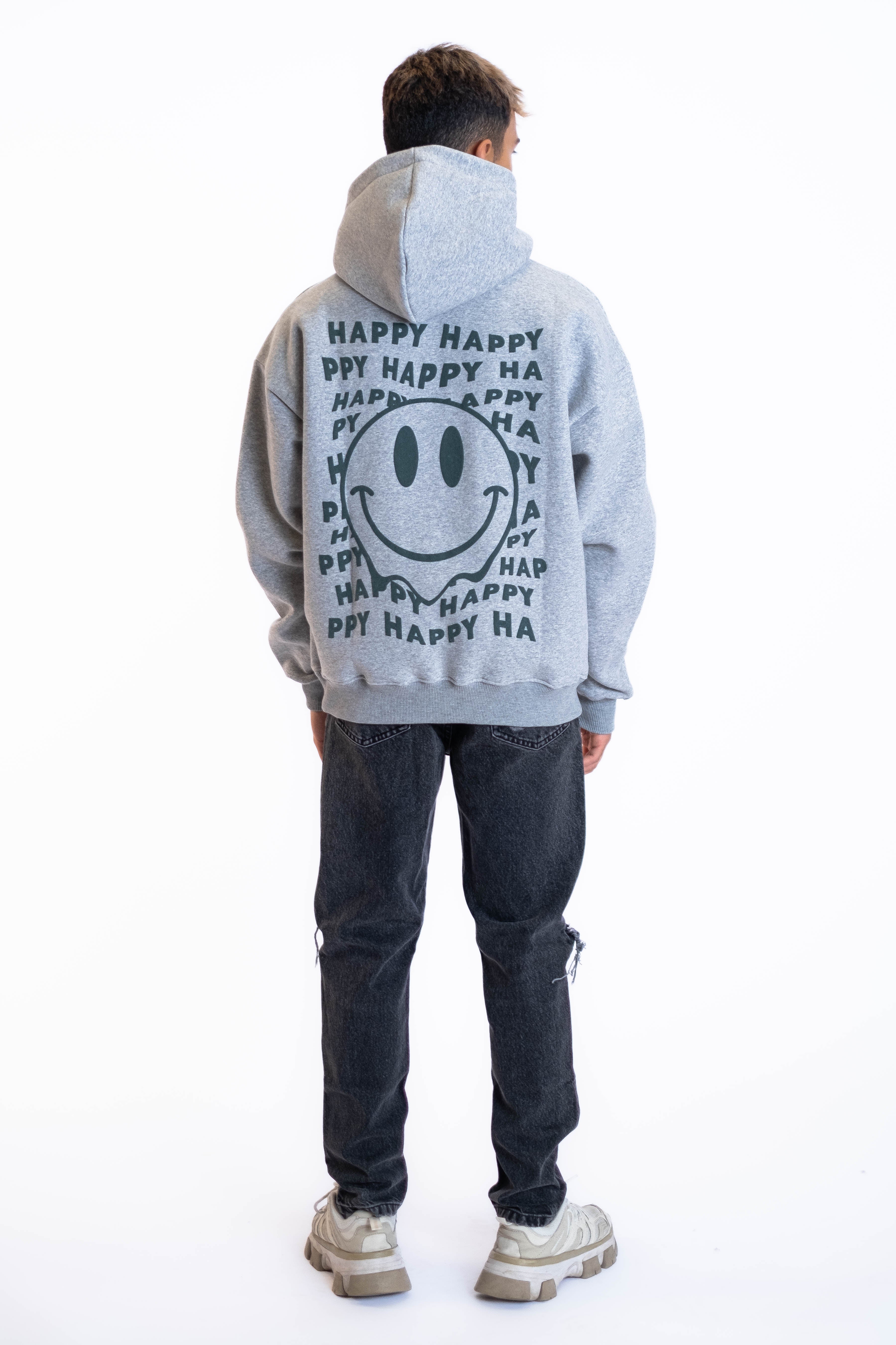 Oversized Hoodie „Smile“ - Hellgrau-zoom-8