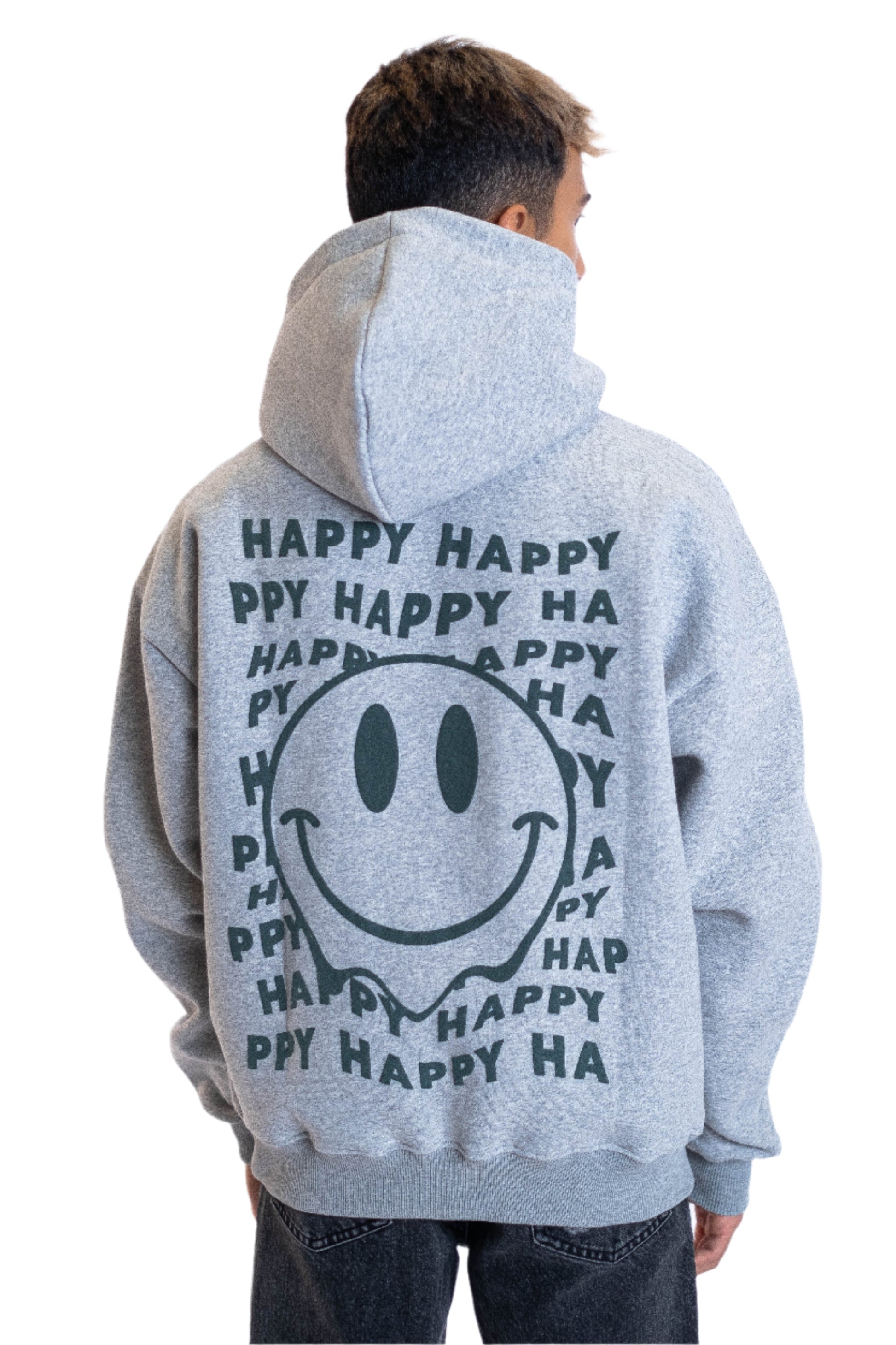 Oversized Hoodie „Smile“ - Hellgrau-1
