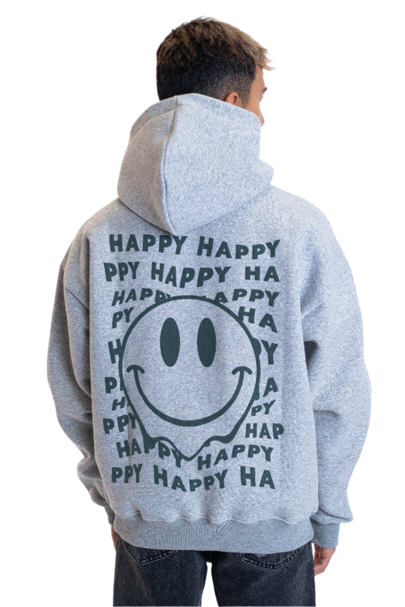 Oversized Hoodie „Smile“ - Hellgrau-zoom-