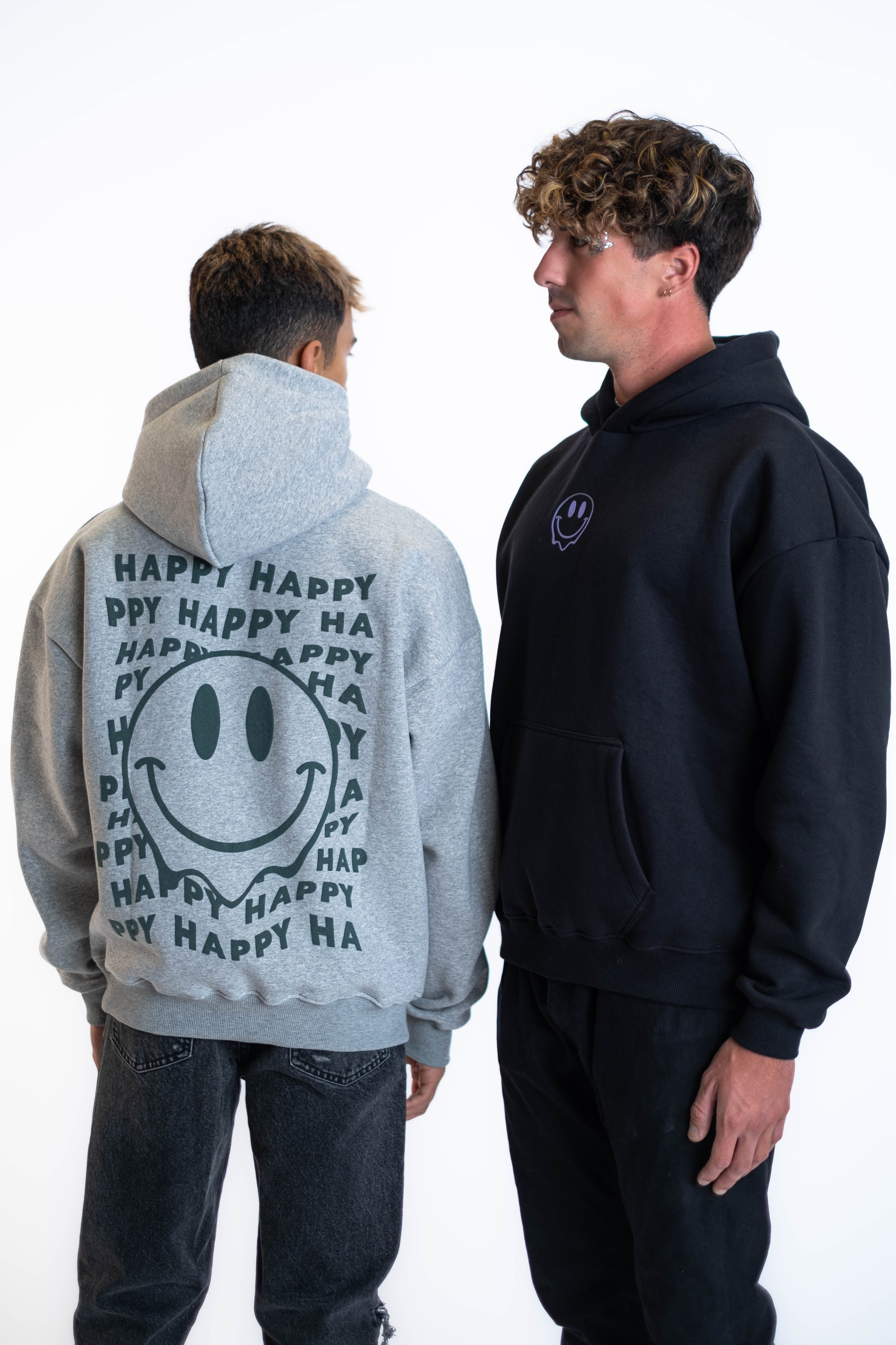 Oversized Hoodie „Smile“ - Hellgrau-zoom-10