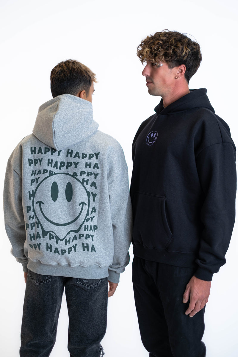 Oversized Hoodie „Smile“ - Hellgrau-zoom-