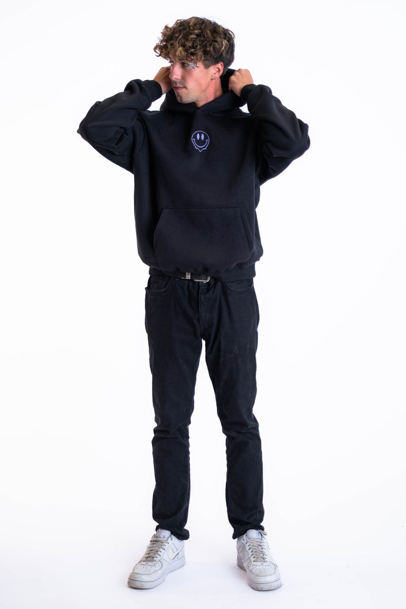 Oversized Hoodie „Smile“ - Schwarz-zoom-