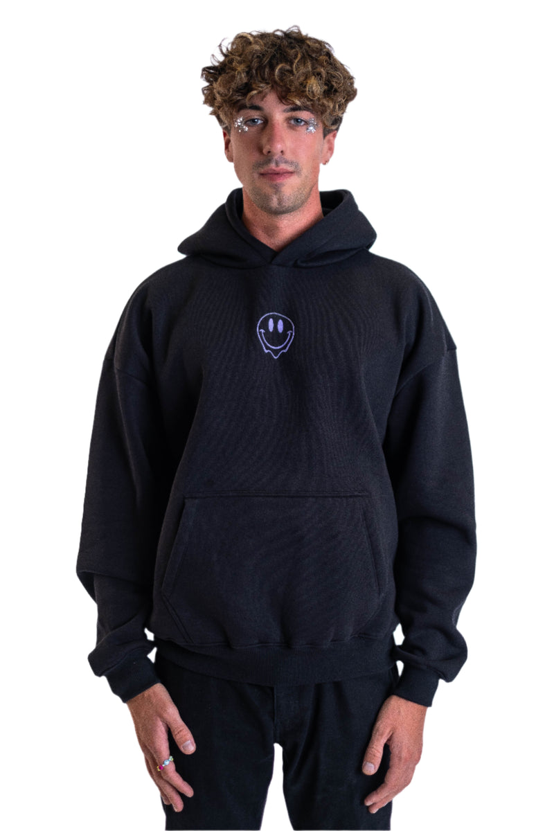Oversized Hoodie „Smile“ - Schwarz-zoom-