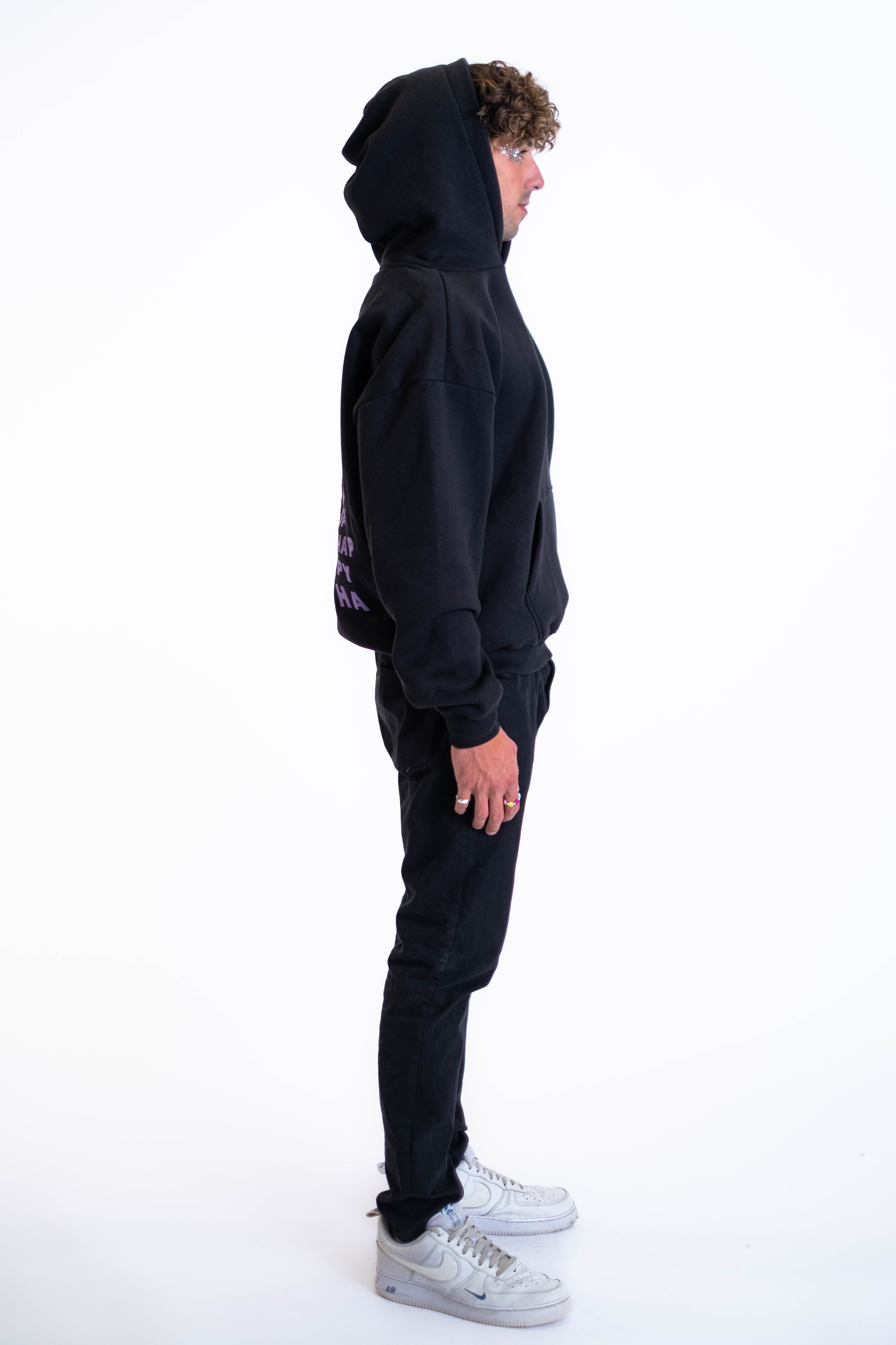 Oversized Hoodie „Smile“ - Schwarz-zoom-5