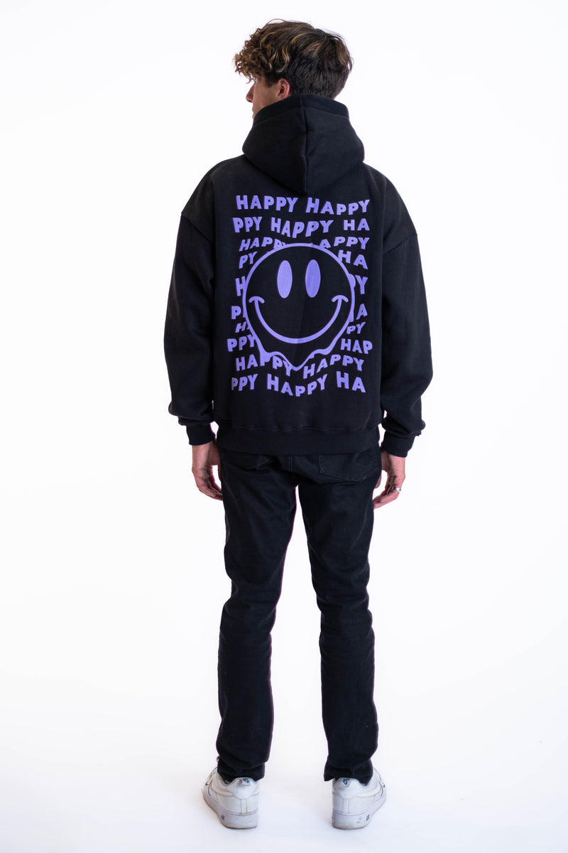 Oversized Hoodie „Smile“ - Schwarz-zoom-