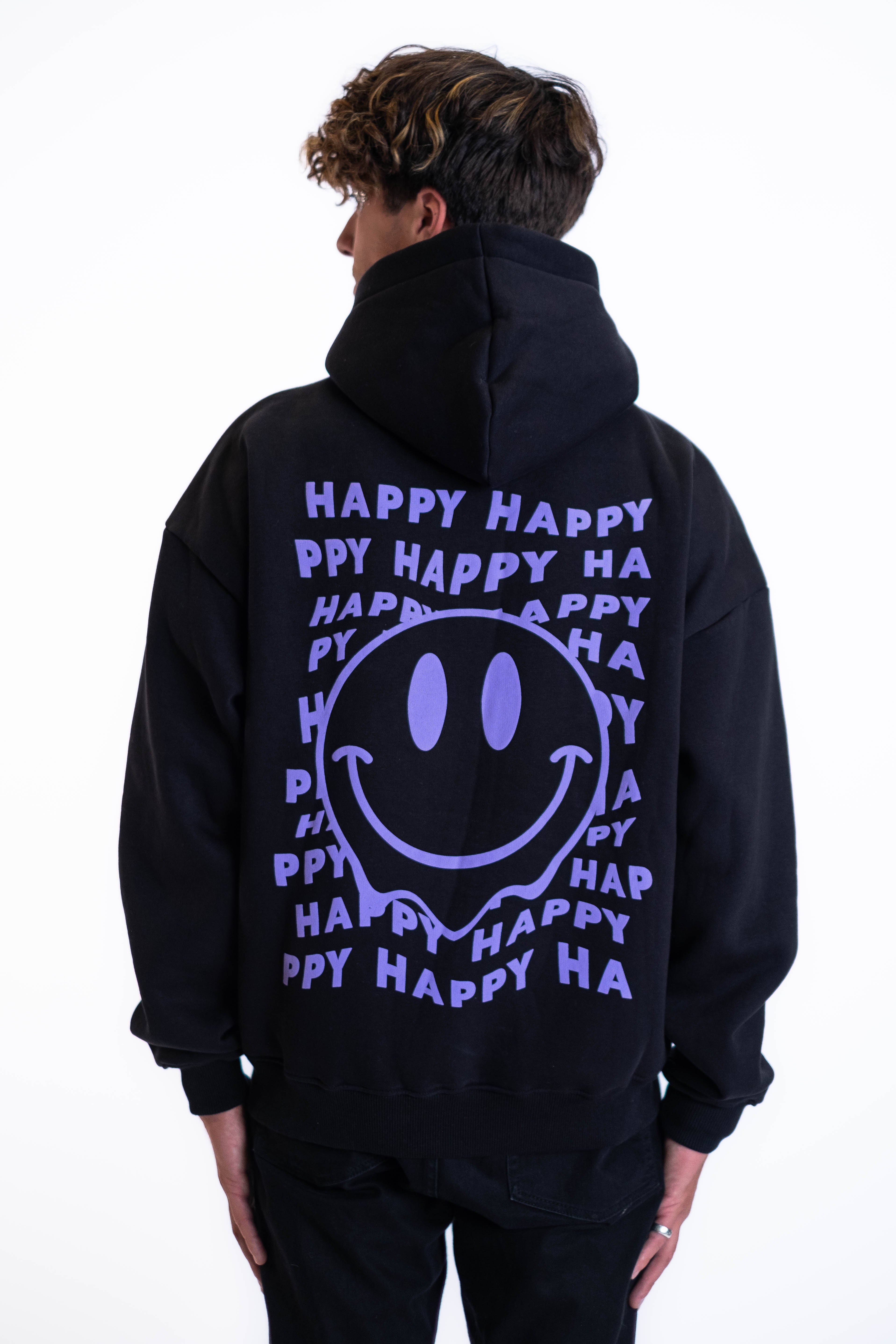 Oversized Hoodie „Smile“ - Schwarz-zoom-2
