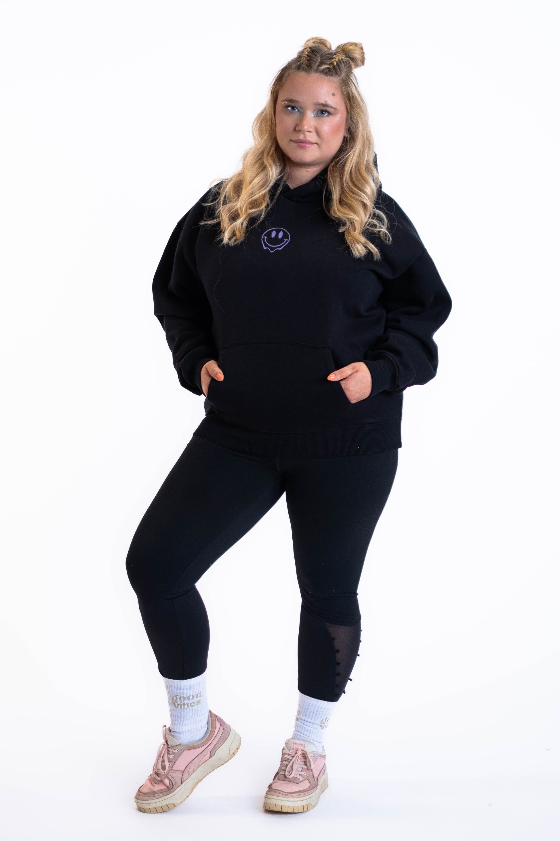 Oversized Hoodie „Smile“ - Schwarz-10