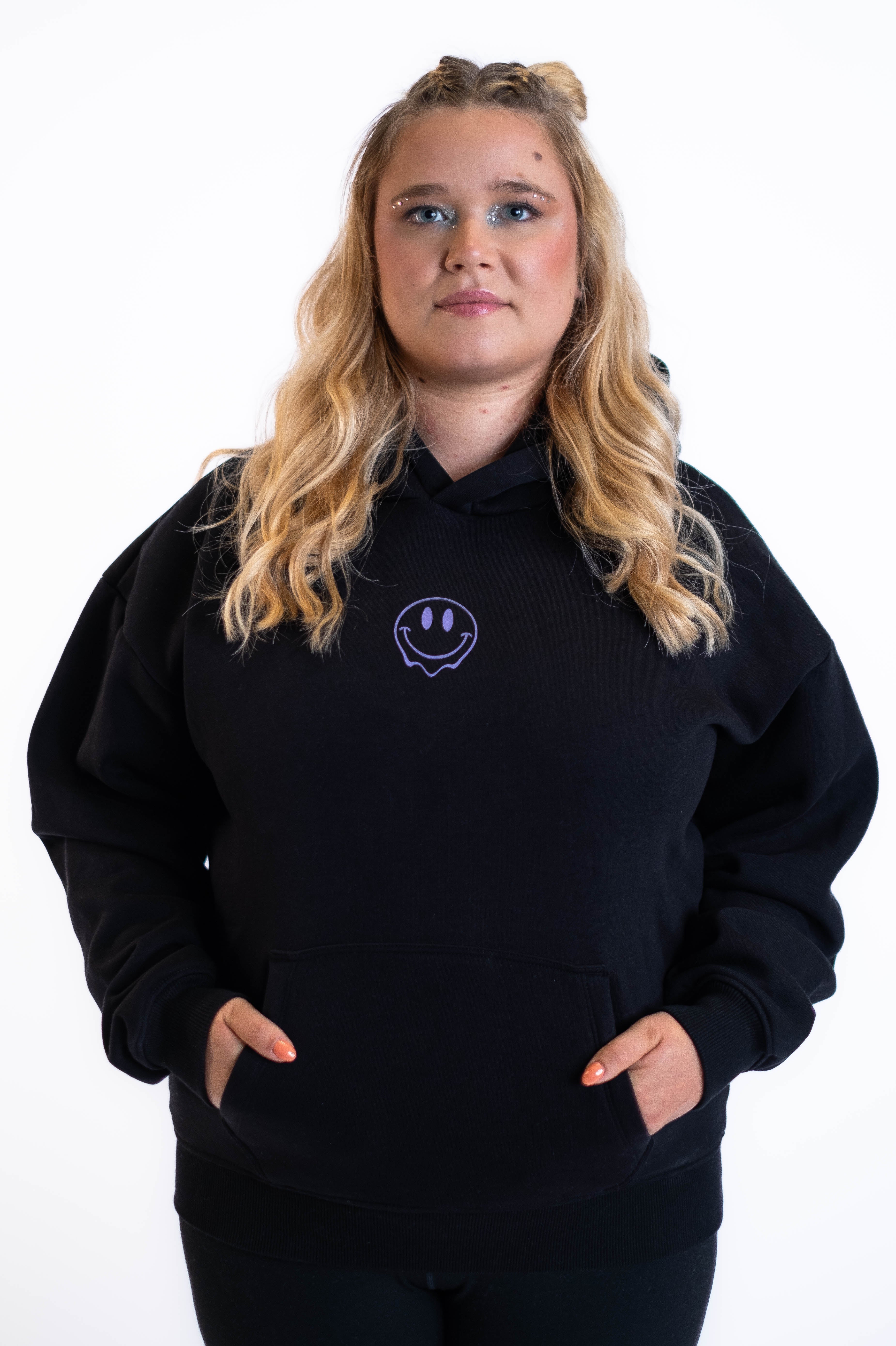 Oversized Hoodie „Smile“ - Schwarz-zoom-11