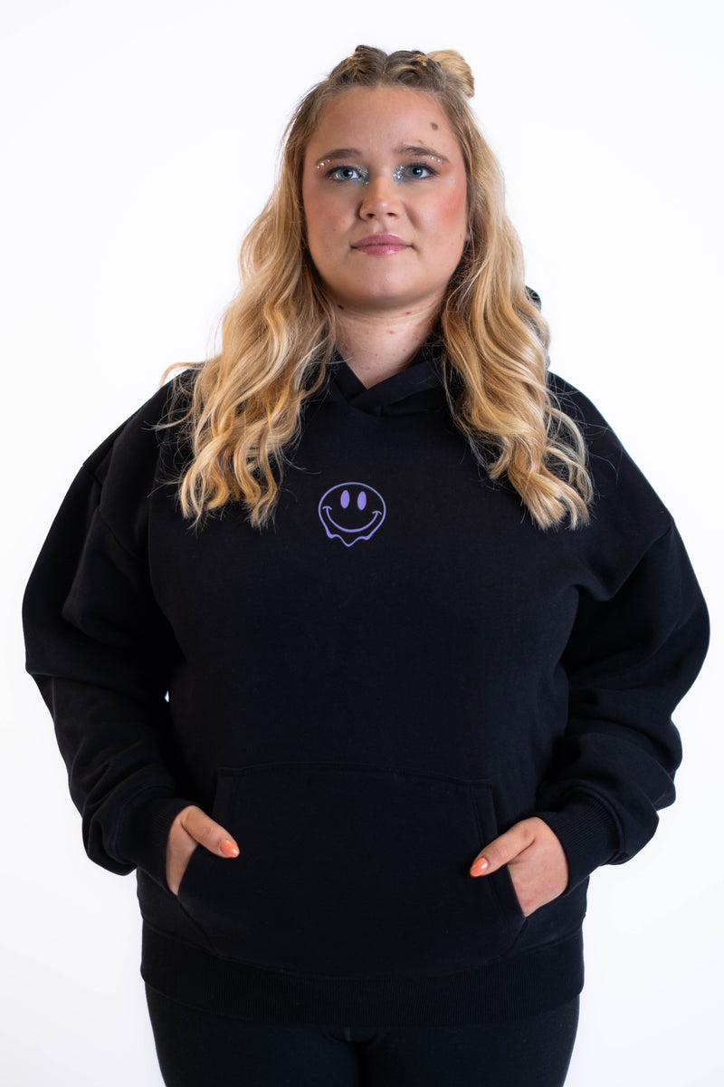 Oversized Hoodie „Smile“ - Schwarz-zoom-