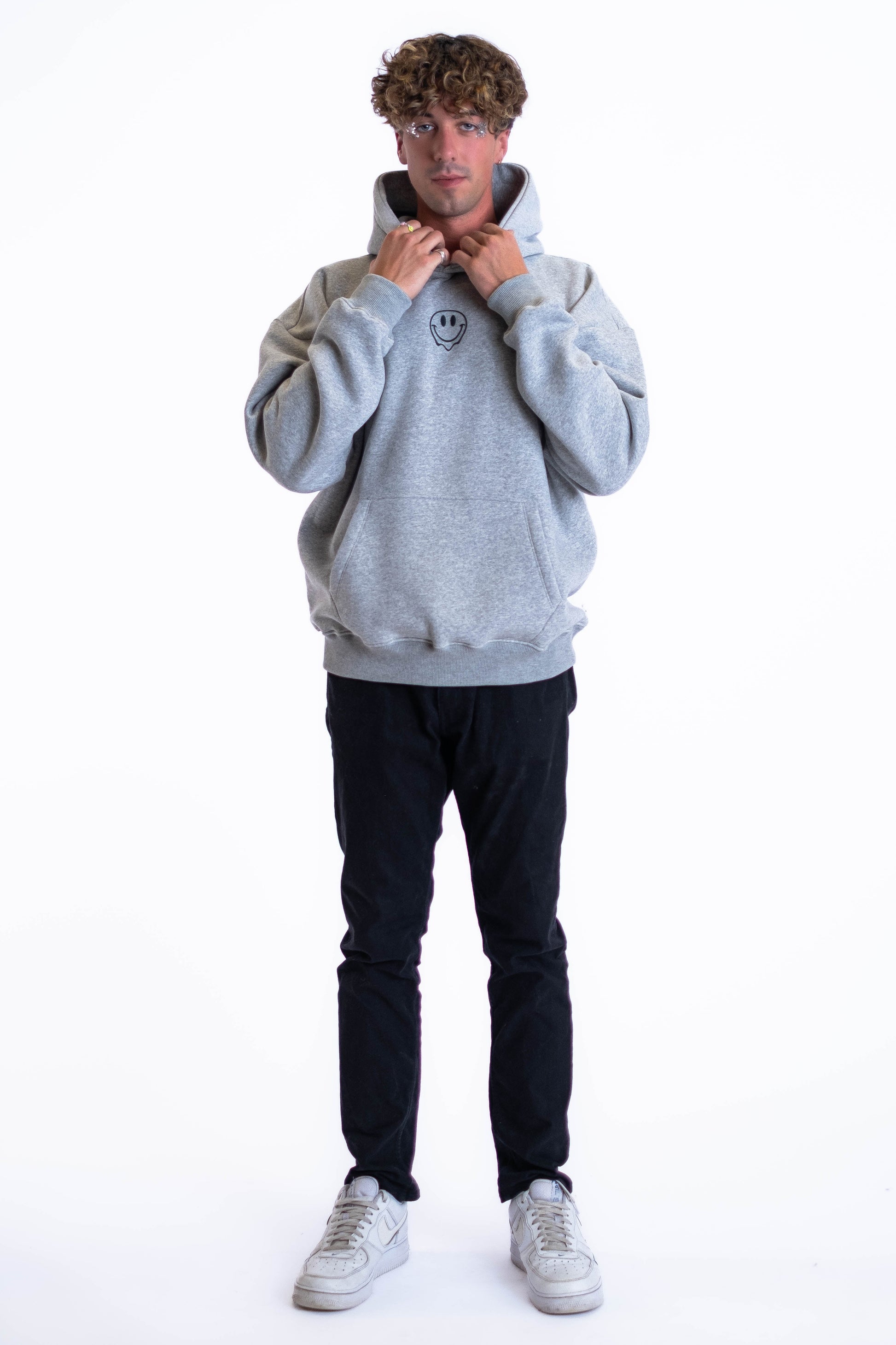 Oversized Hoodie „Smile“ - Hellgrau-11