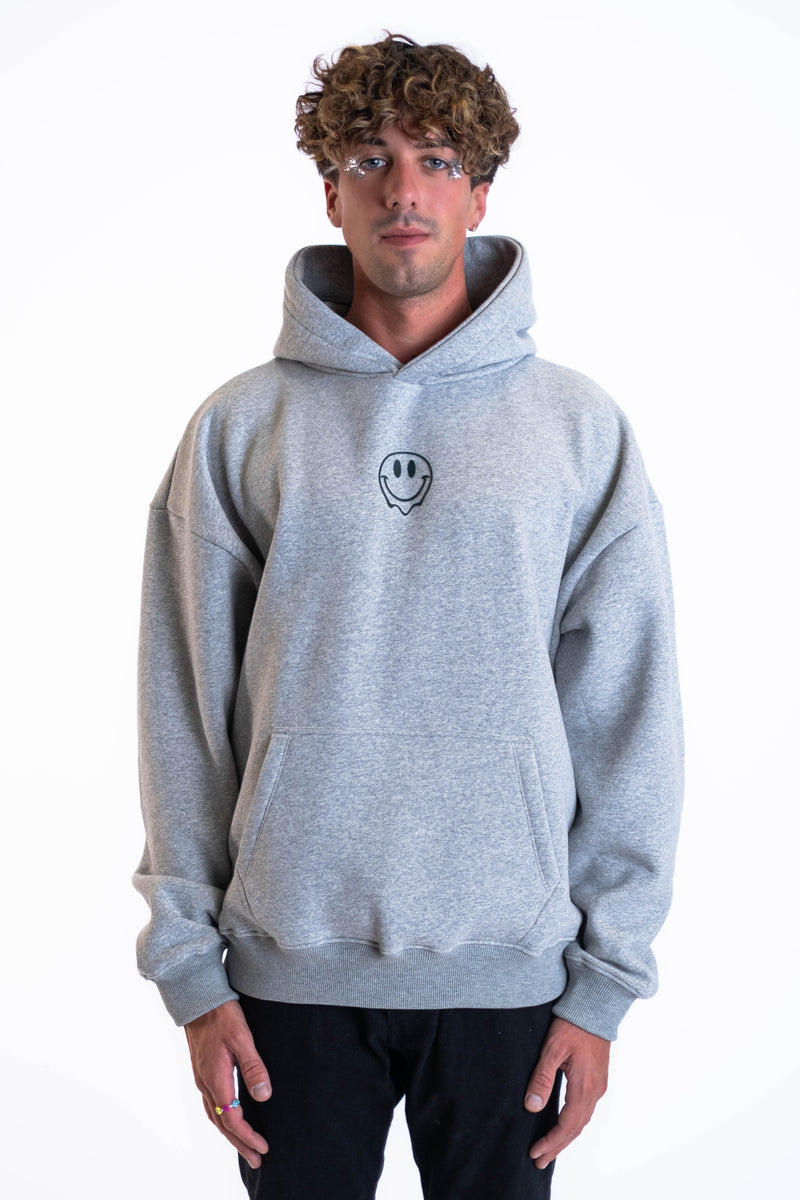 Oversized Hoodie „Smile“ - Hellgrau-zoom-