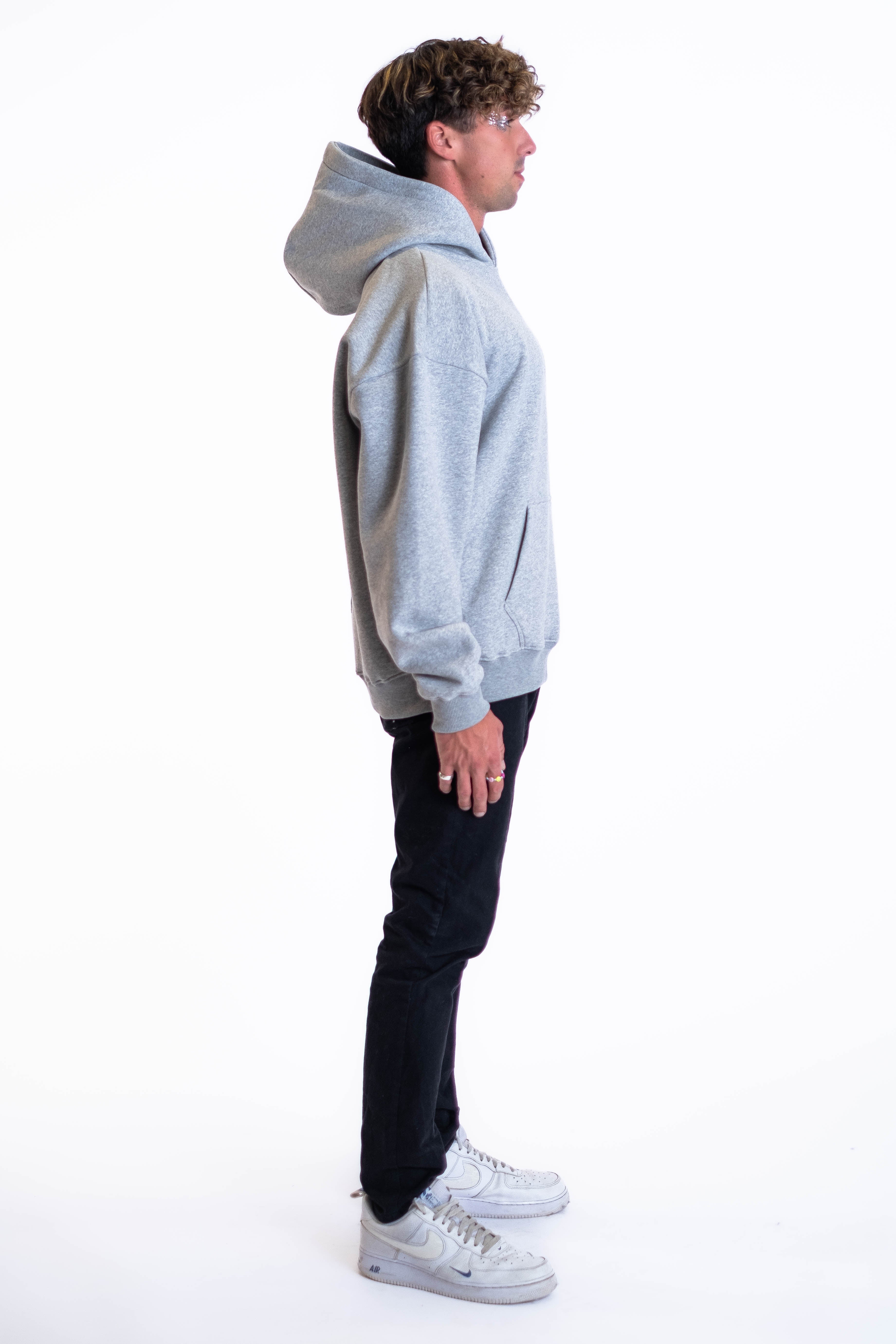 Oversized Hoodie „Smile“ - Hellgrau-zoom-13