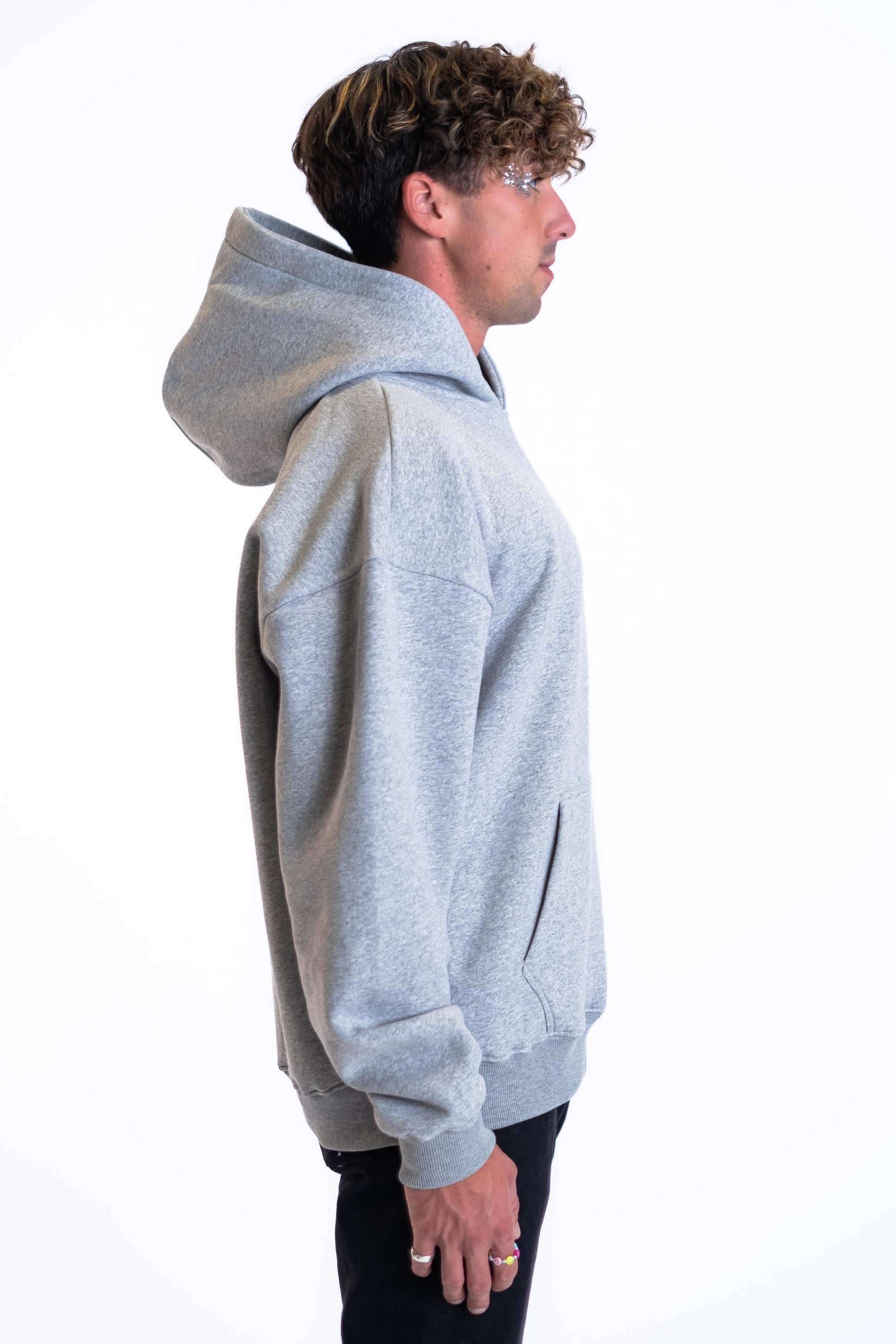 Oversized Hoodie „Smile“ - Hellgrau-14