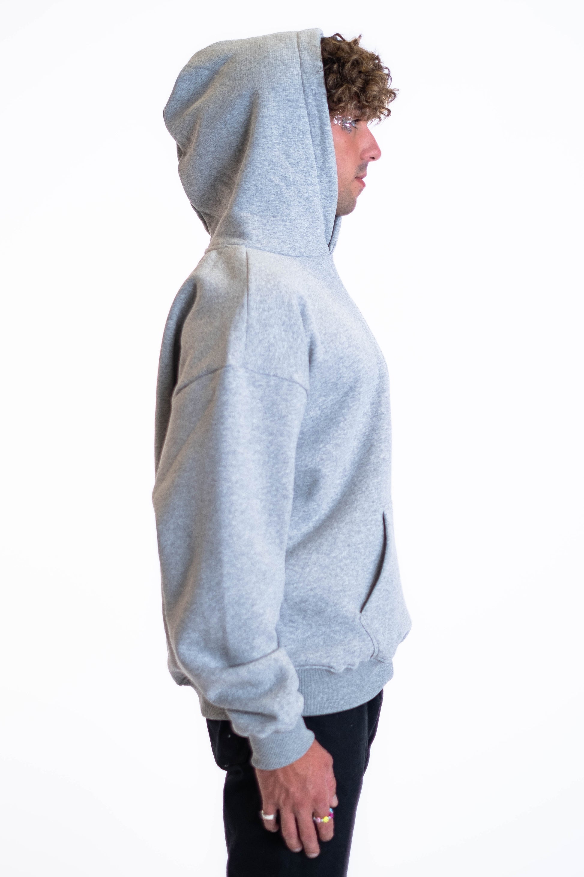 Oversized Hoodie „Smile“ - Hellgrau-16