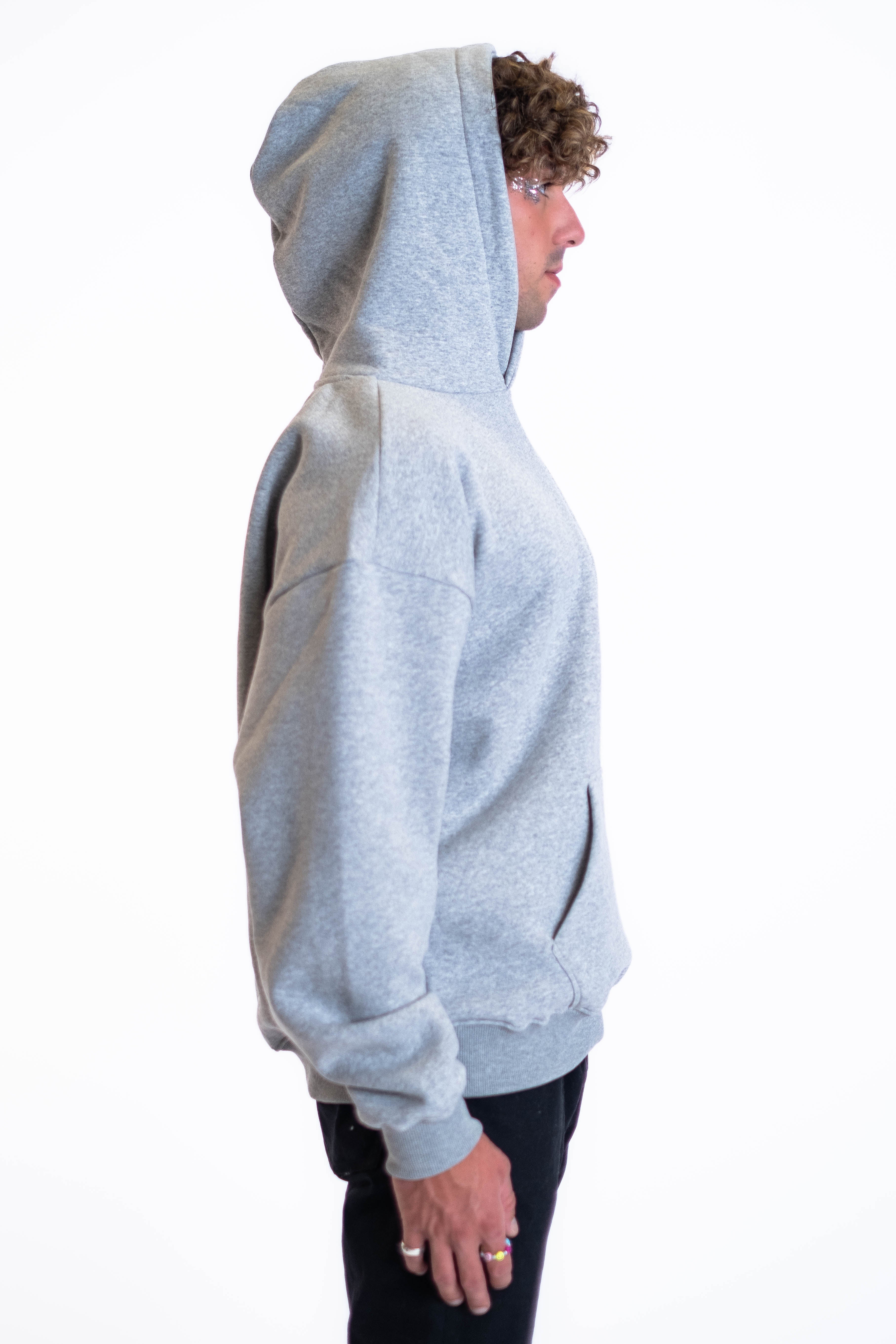 Oversized Hoodie „Smile“ - Hellgrau-zoom-16