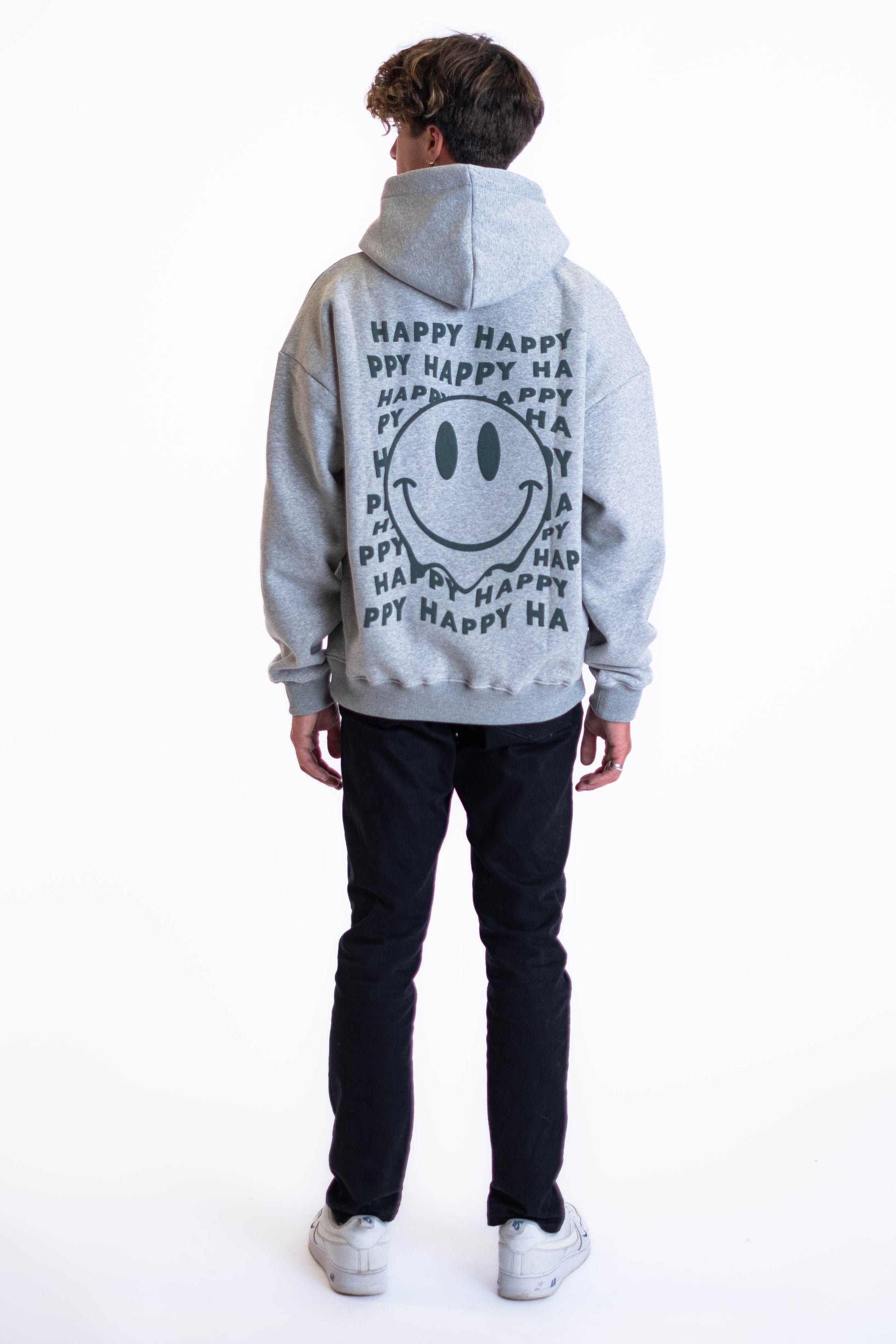 Oversized Hoodie „Smile“ - Hellgrau-17