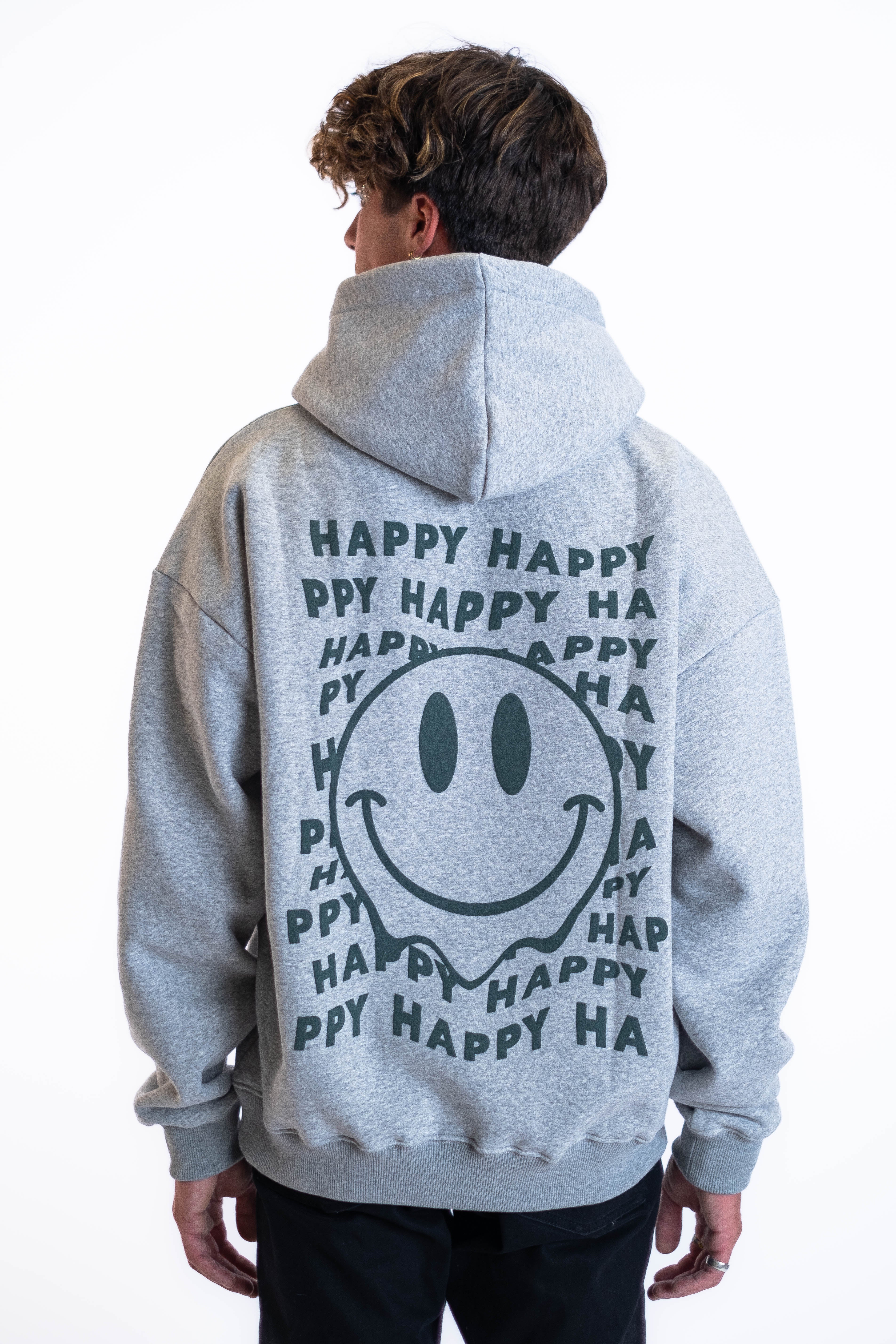Oversized Hoodie „Smile“ - Hellgrau-zoom-18