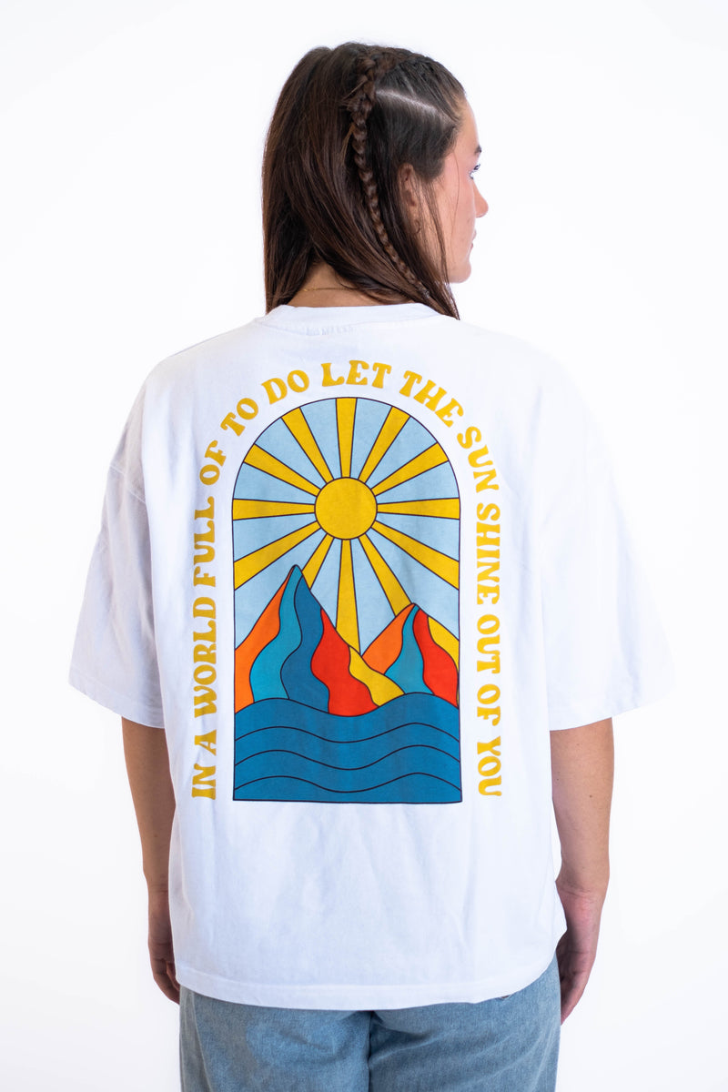 Oversized Tee „Sun“ - Weiß-zoom-