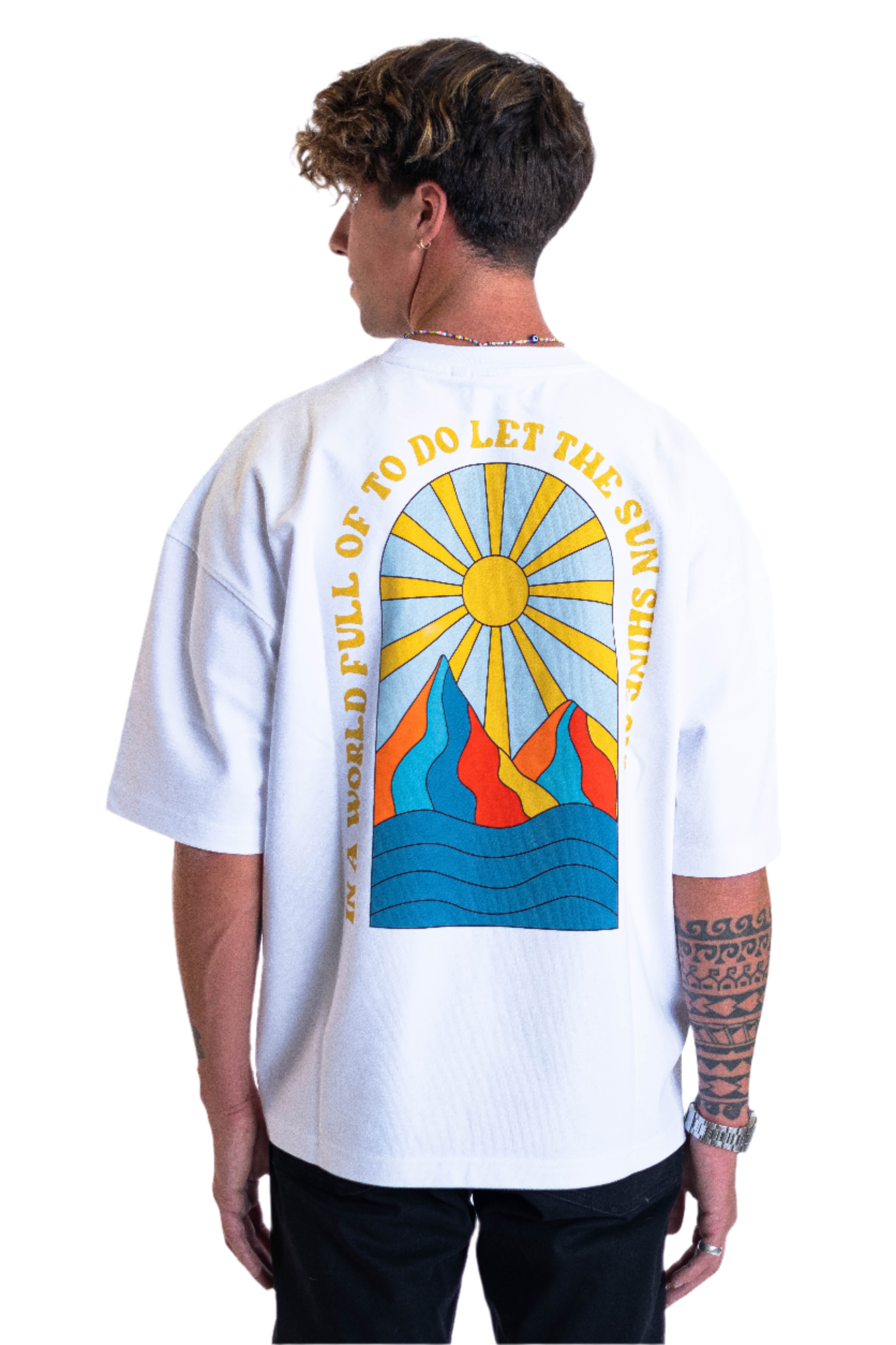 Oversized Tee „Sun“ - Weiß-zoom-1