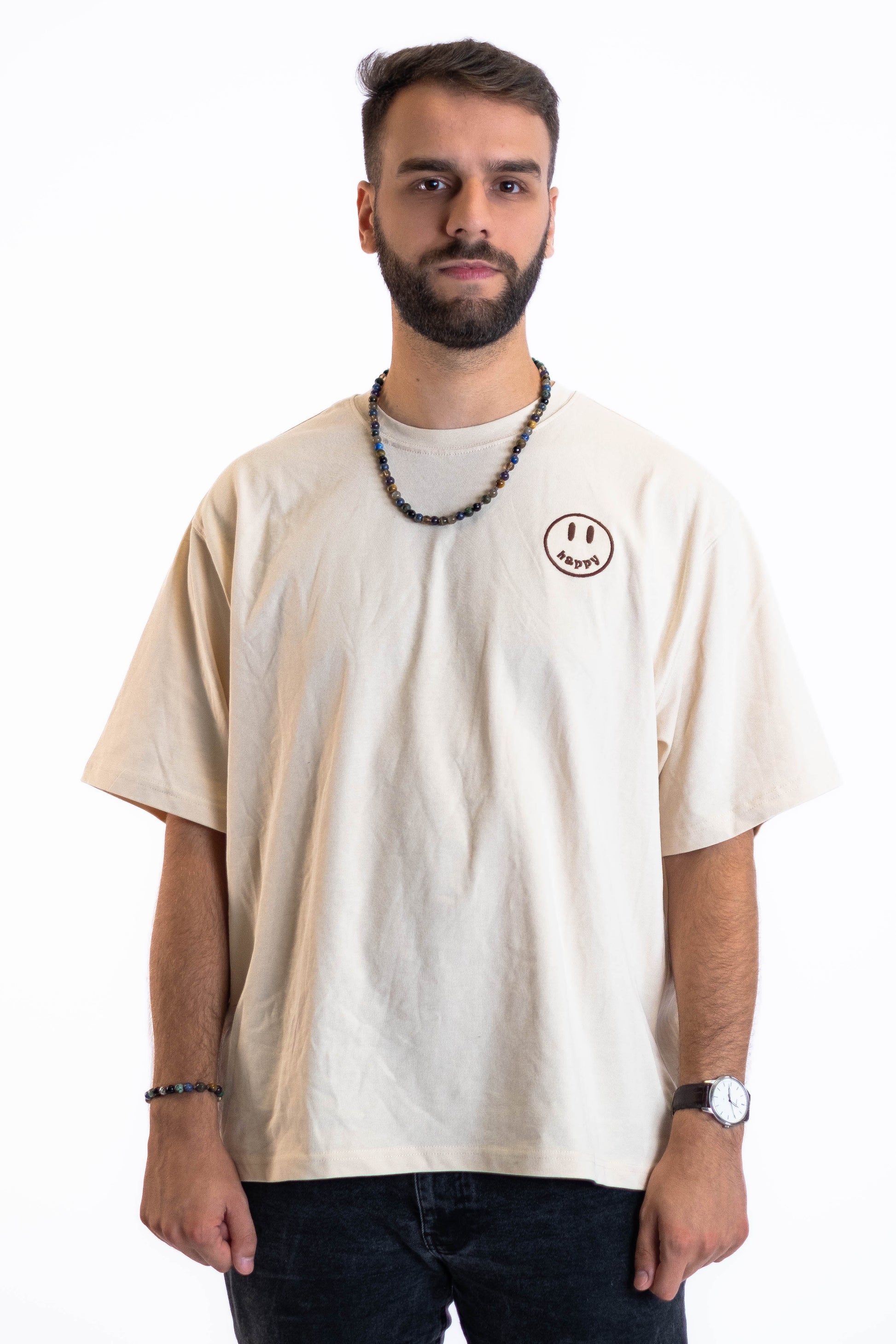 Oversized Tee „Cheers to us“ - Beige-3