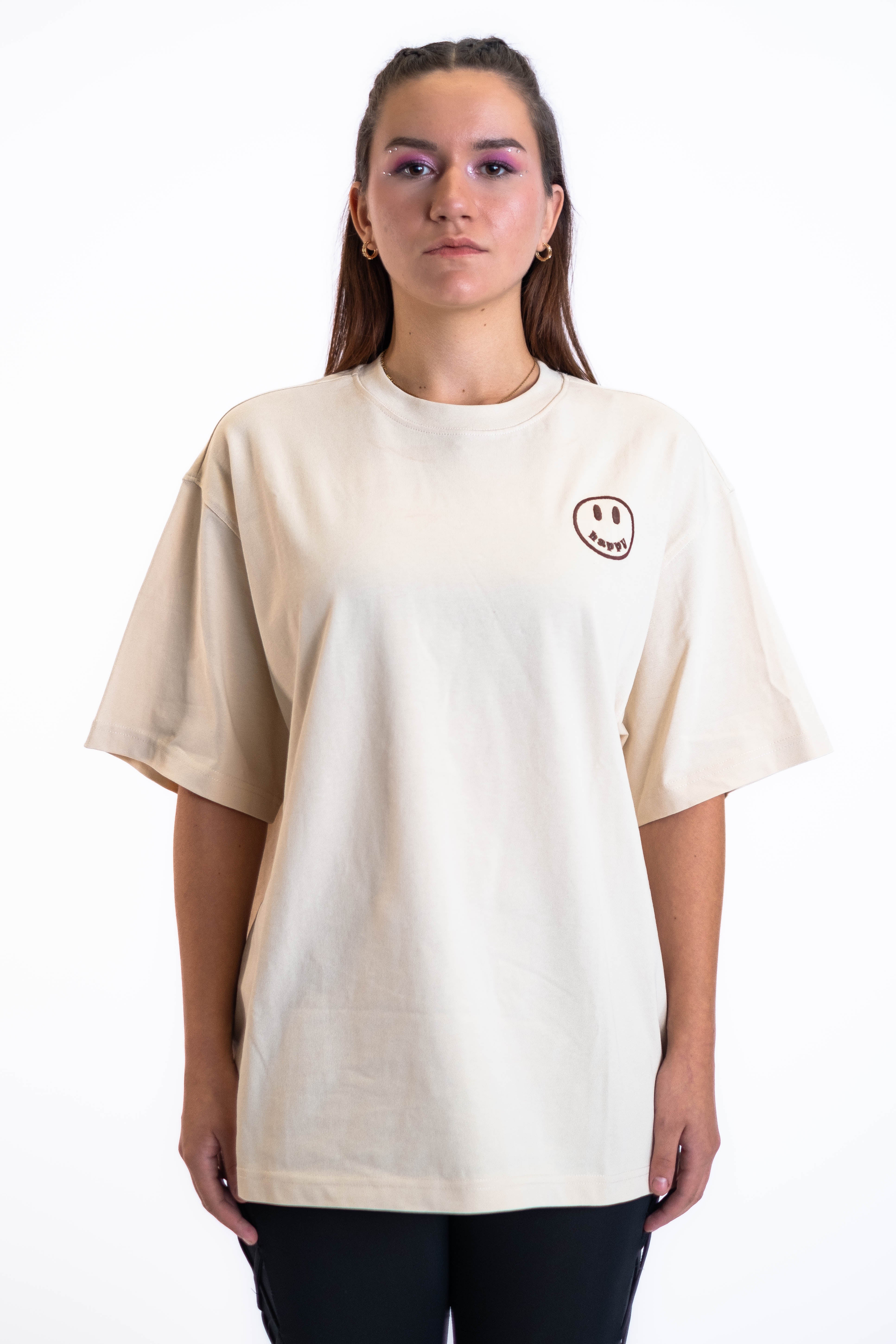 Oversized Tee „Cheers to us“ - Beige-zoom-5