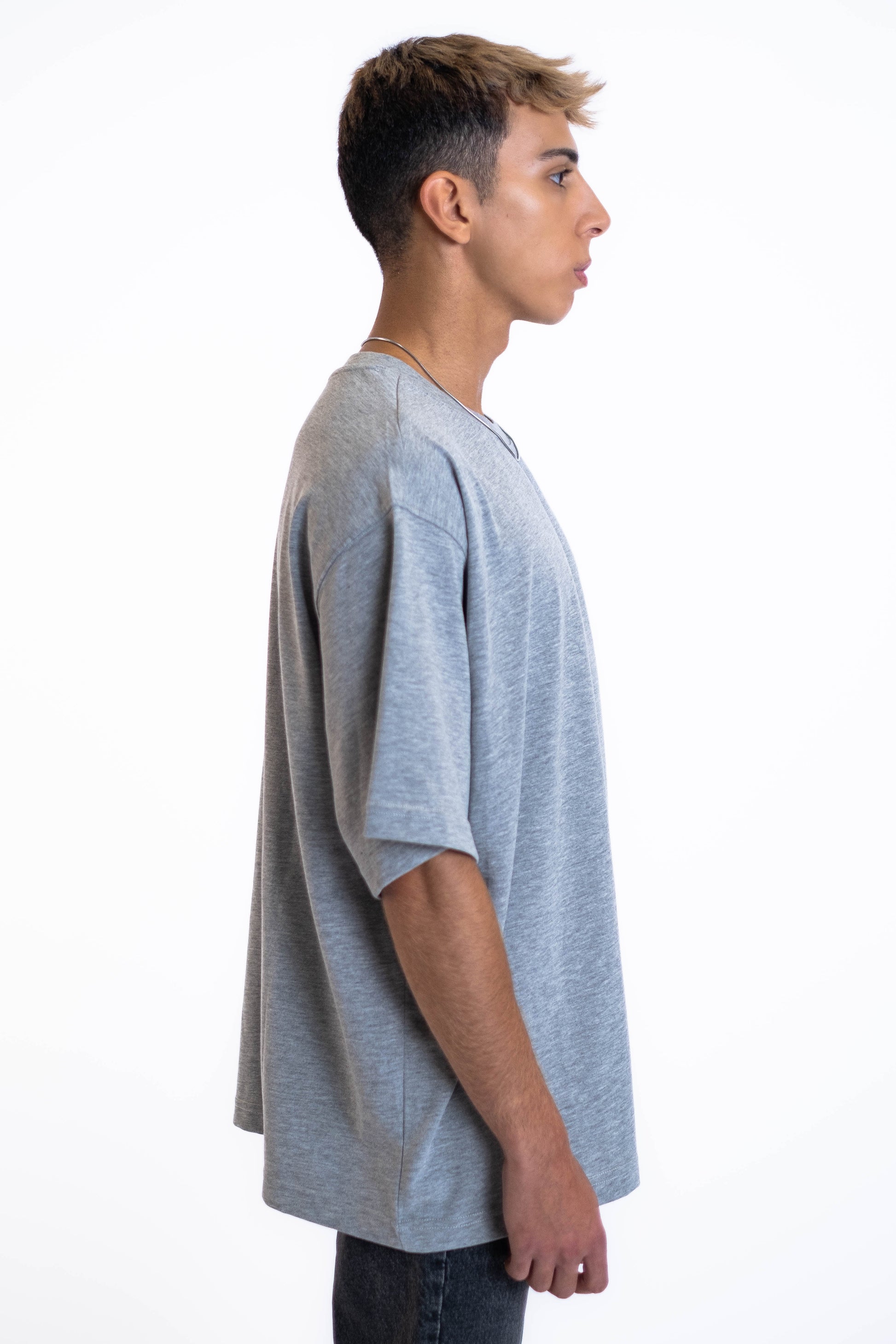 Oversized Tee „Cheers to us“ - Hellgrau-3