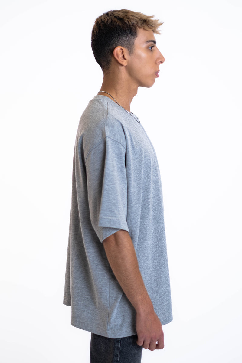 Oversized Tee „Cheers to us“ - Hellgrau-zoom-