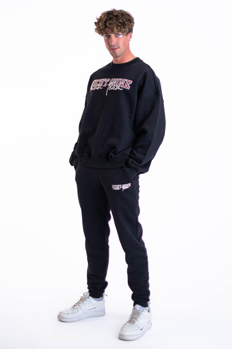 Oversized Crewneck „Team“ - Schwarz-zoom-