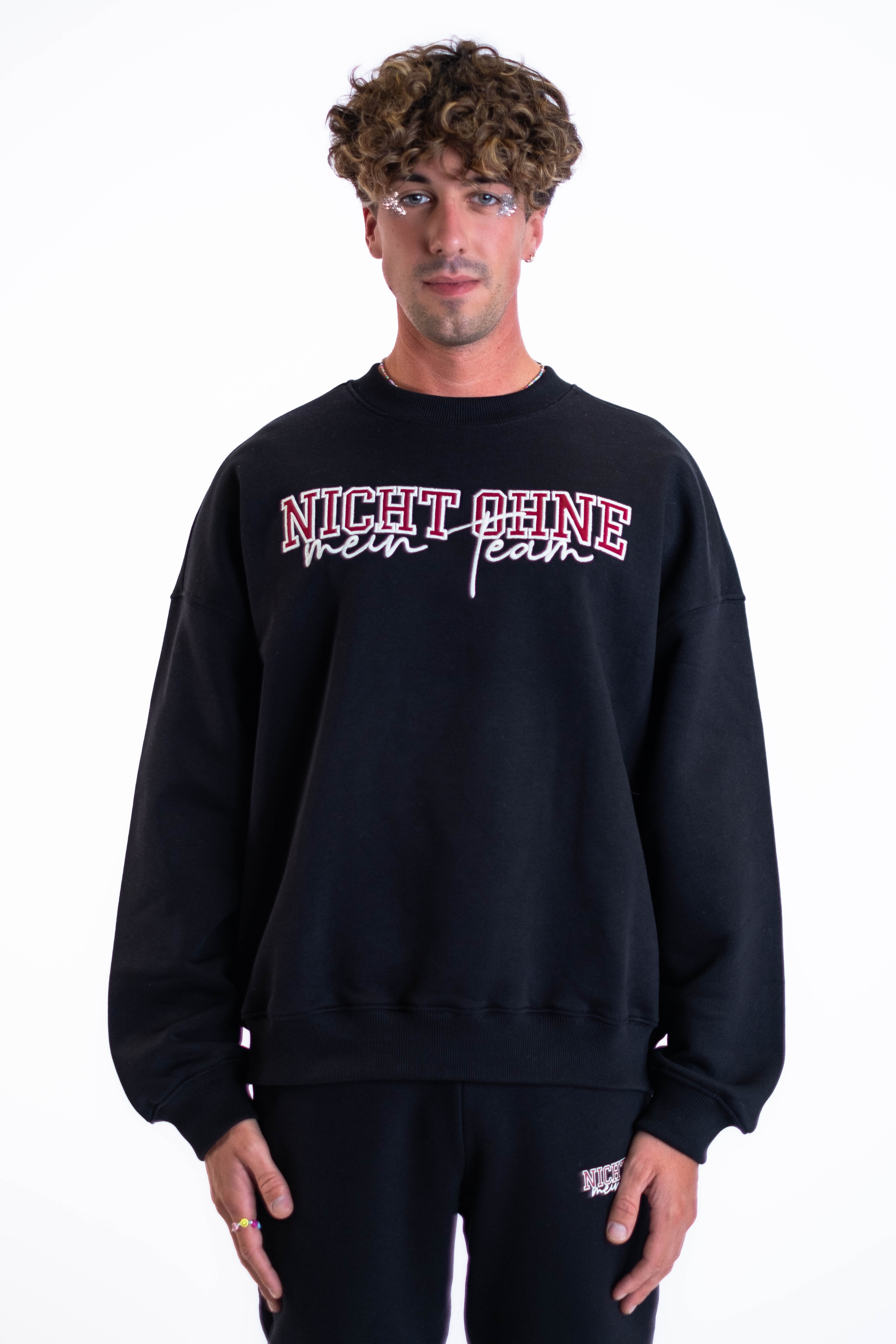 Oversized Crewneck „Team“ - Schwarz-zoom-4
