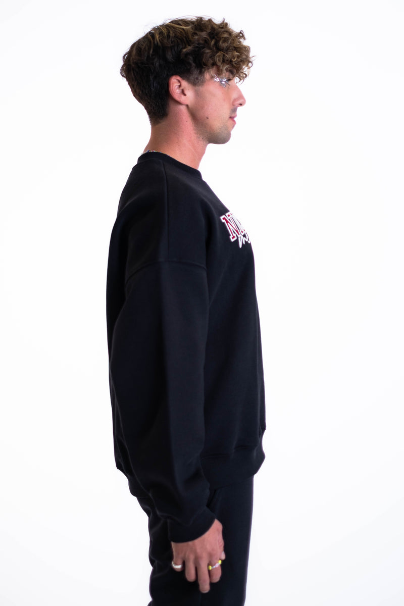 Oversized Crewneck „Team“ - Schwarz-zoom-