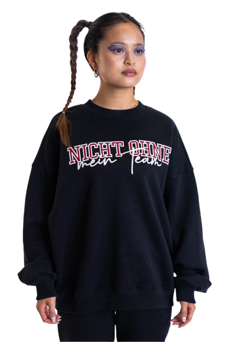 Oversized Crewneck „Team“ - Schwarz-zoom-