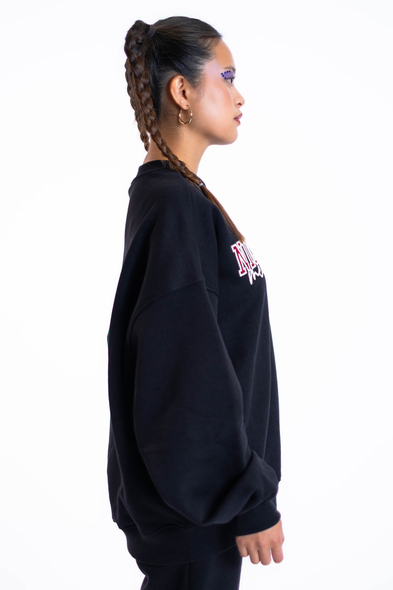 Oversized Crewneck „Team“ - Schwarz-zoom-