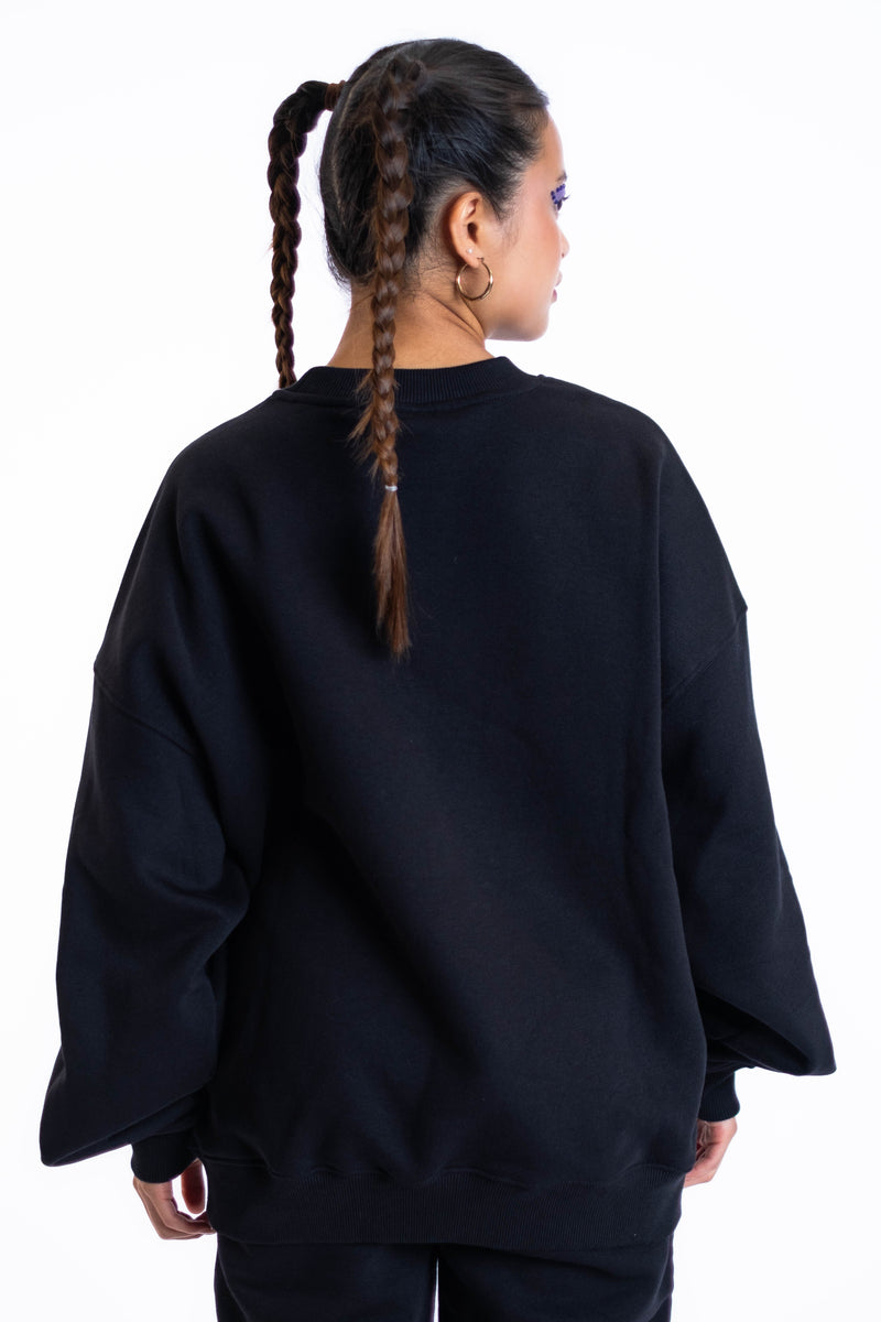 Oversized Crewneck „Team“ - Schwarz-zoom-