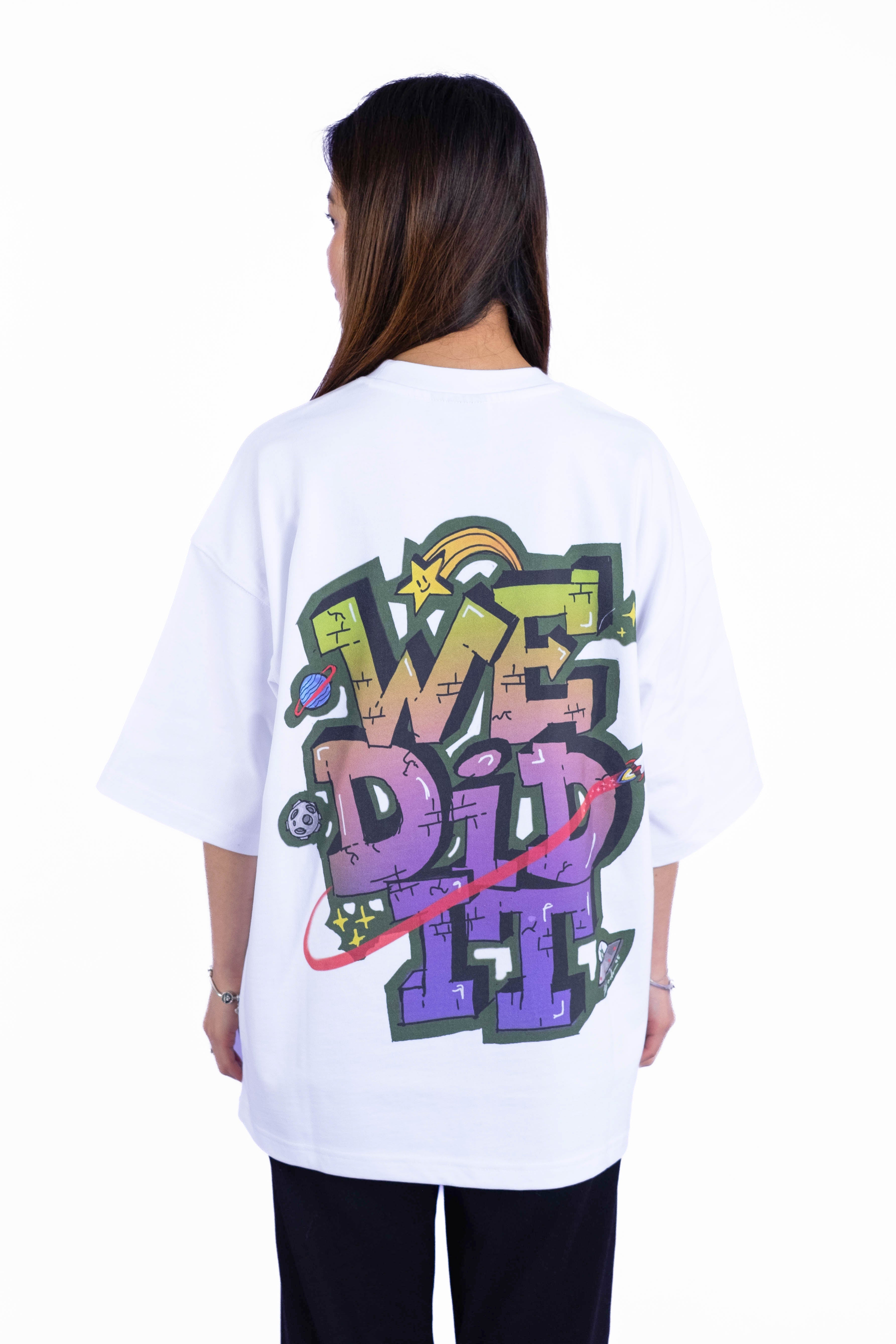 Oversize Tee „We-Did-It“ - Weiß-zoom-1