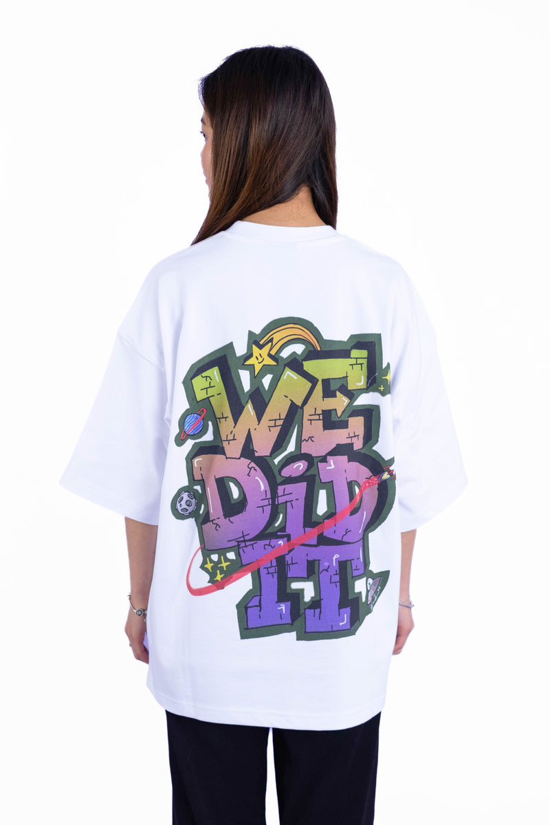 Oversize Tee „We-Did-It“ - Weiß-zoom-