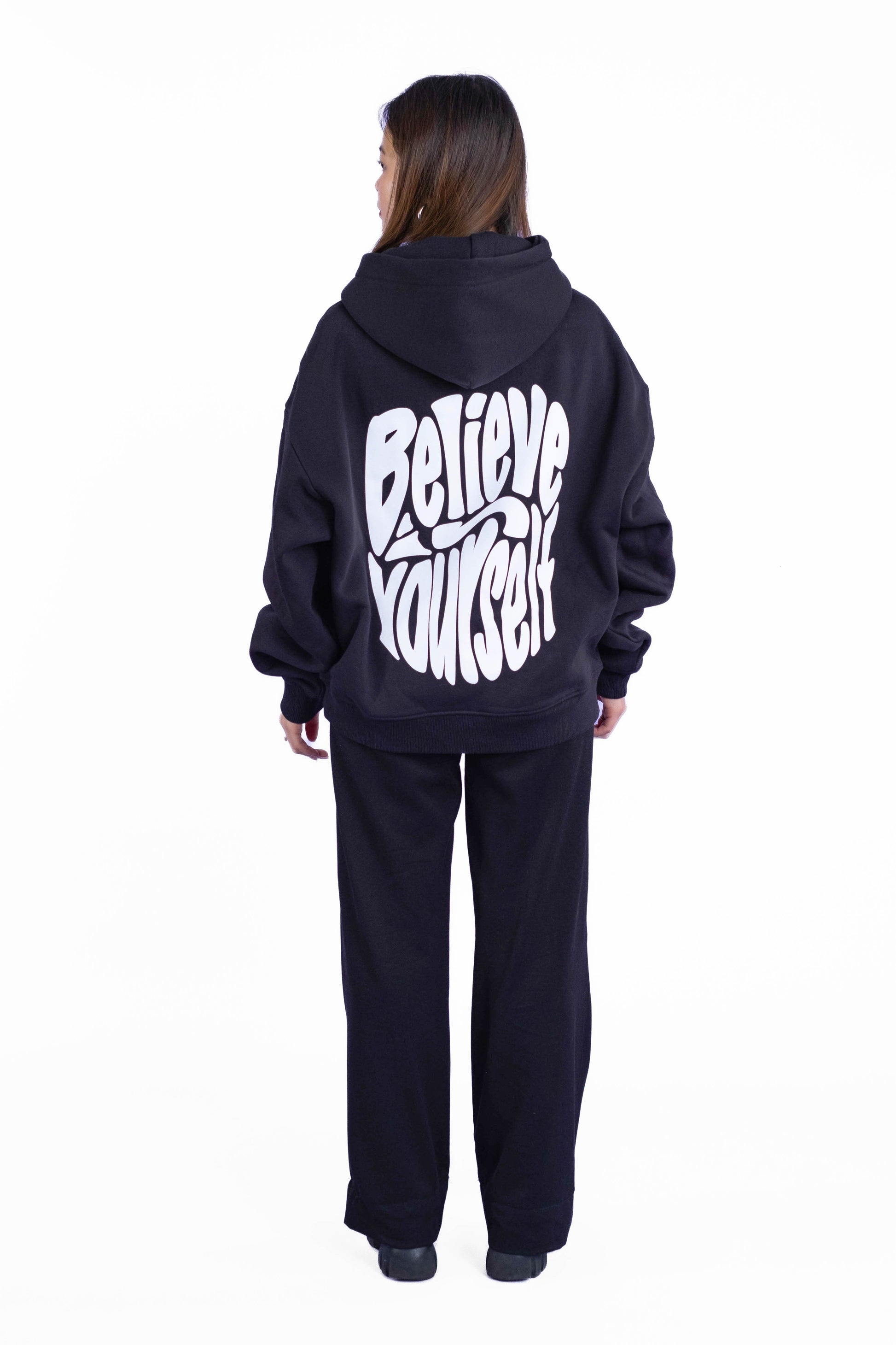 Oversize Hoodie „Believe“ - Schwarz-8