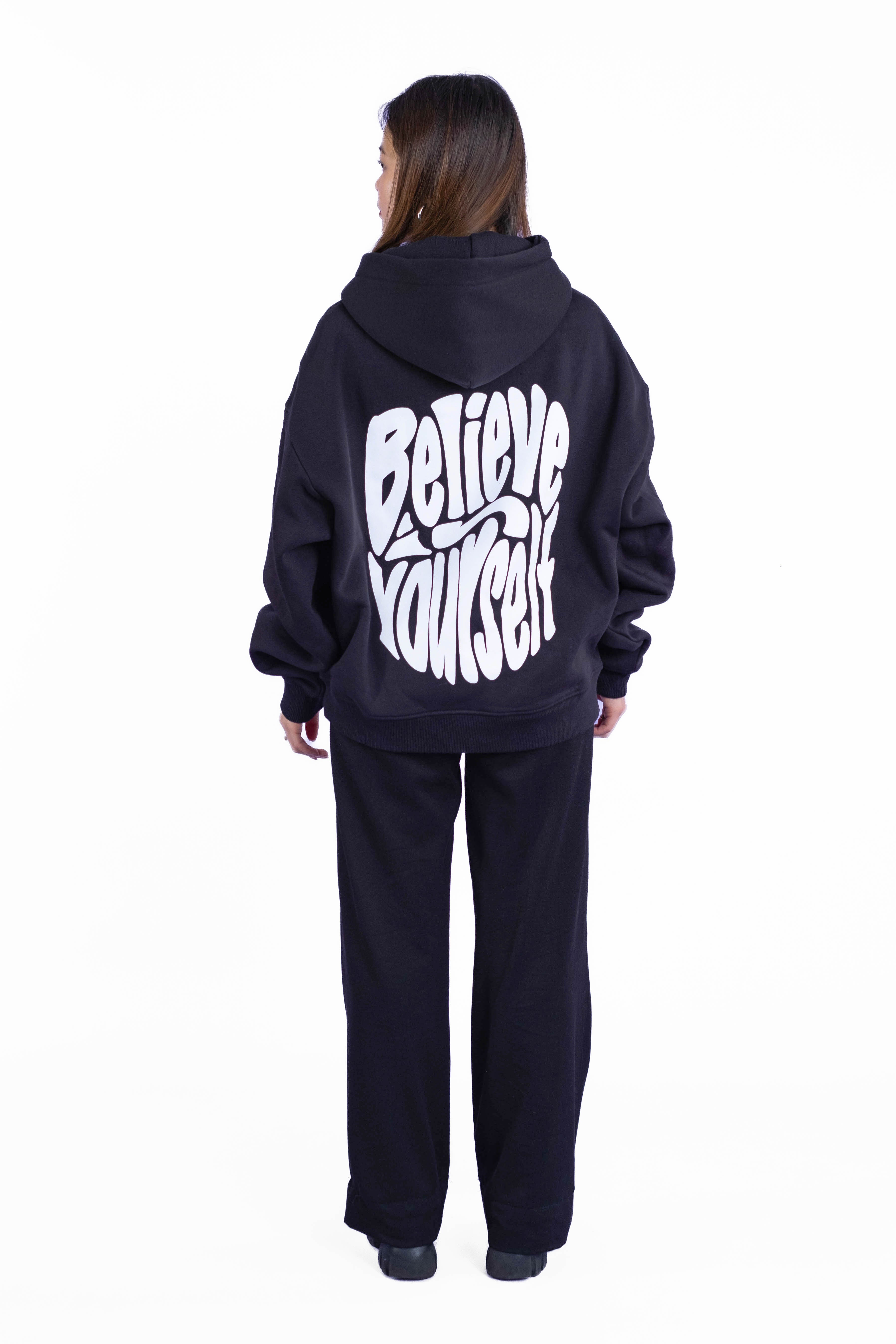 Oversize Hoodie „Believe“ - Schwarz-zoom-8